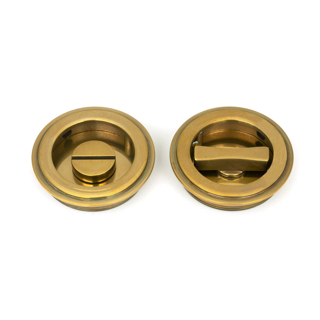 Aged Brass 60mm Art Deco Round Pull - Privacy Set | From The Anvil-Cabinet Pulls-Yester Home