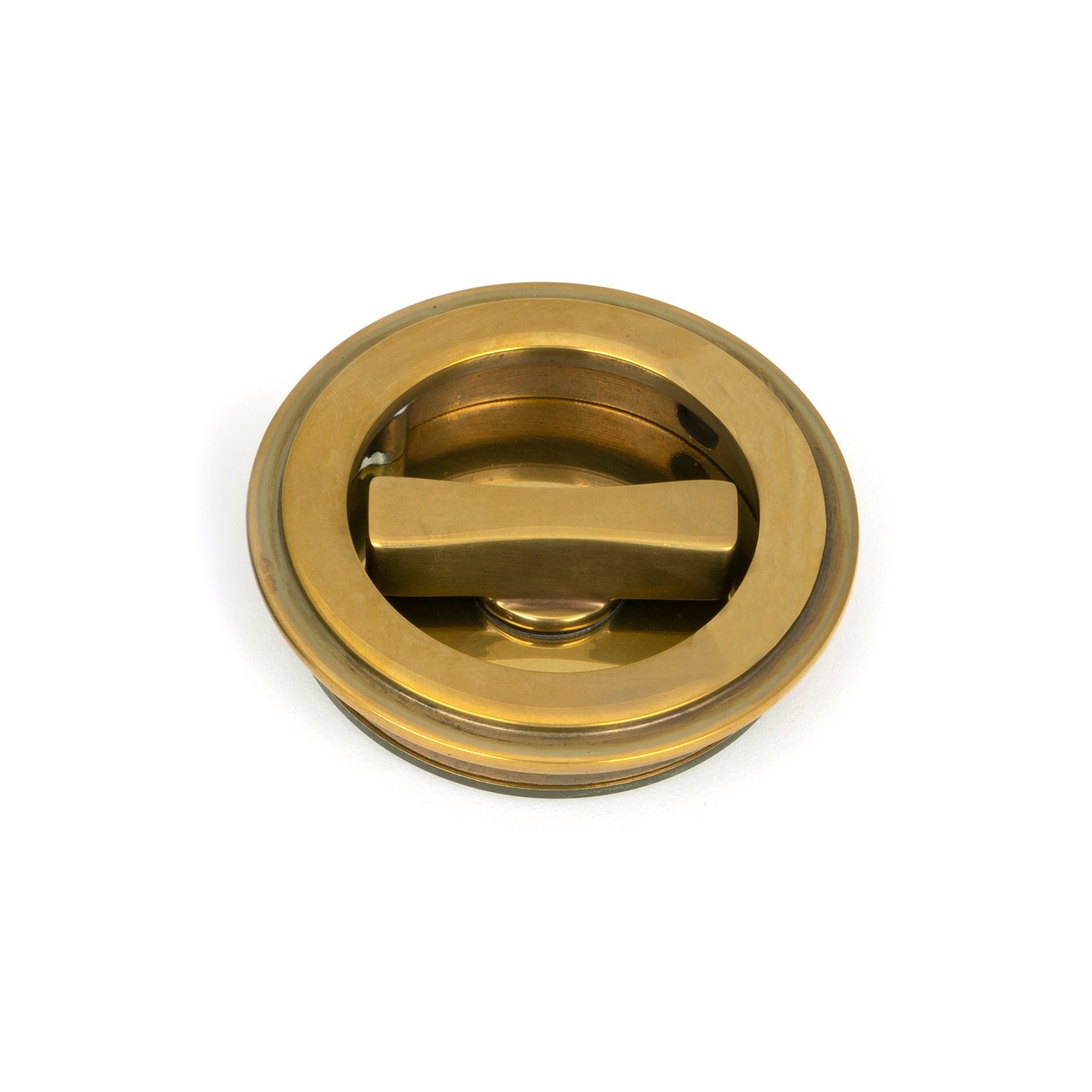 Aged Brass 60mm Art Deco Round Pull - Privacy Set | From The Anvil-Cabinet Pulls-Yester Home