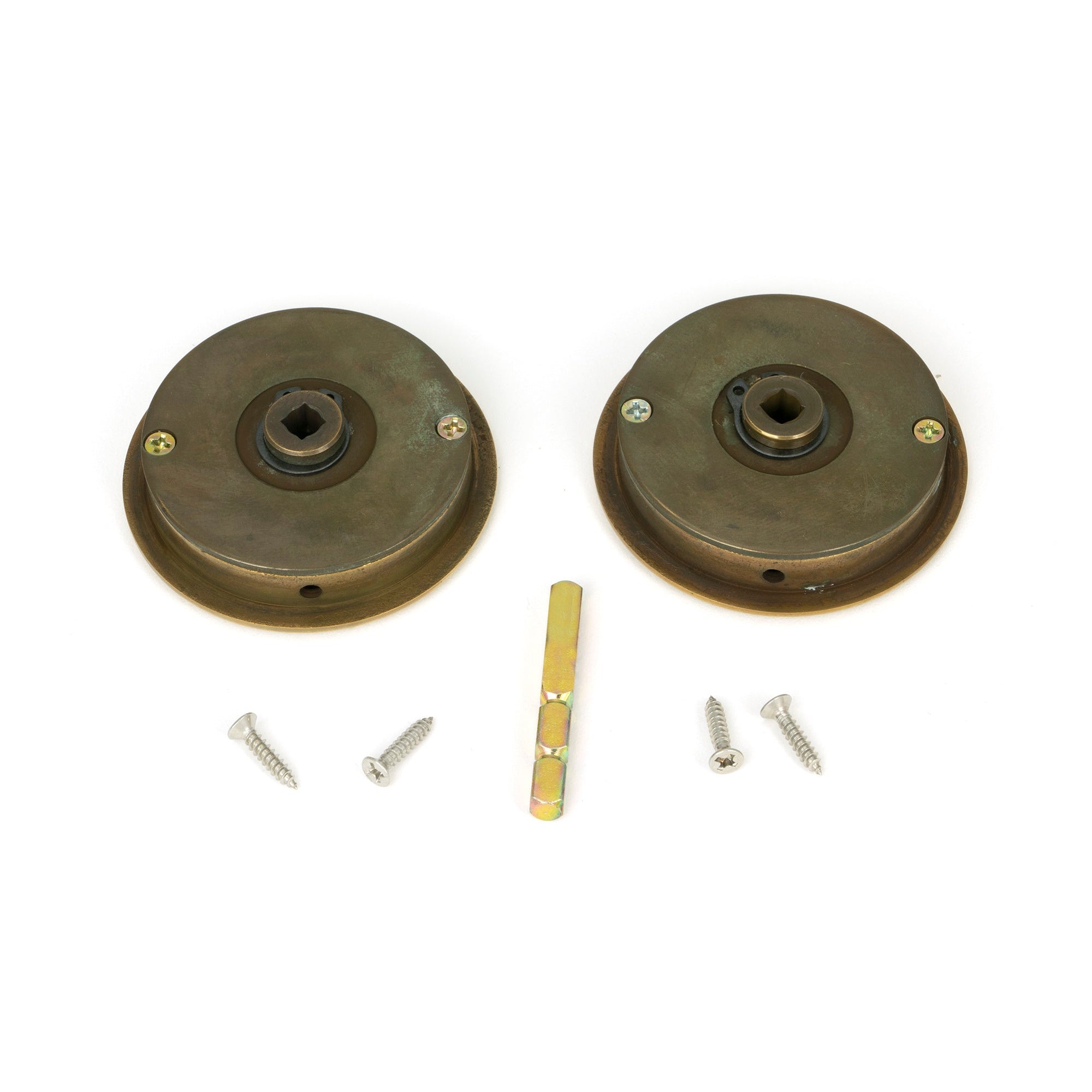 Aged Brass 60mm Art Deco Round Pull - Privacy Set | From The Anvil-Cabinet Pulls-Yester Home