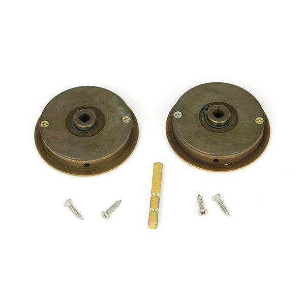 Aged Brass 60mm Art Deco Round Pull - Privacy Set | From The Anvil-Cabinet Pulls-Yester Home