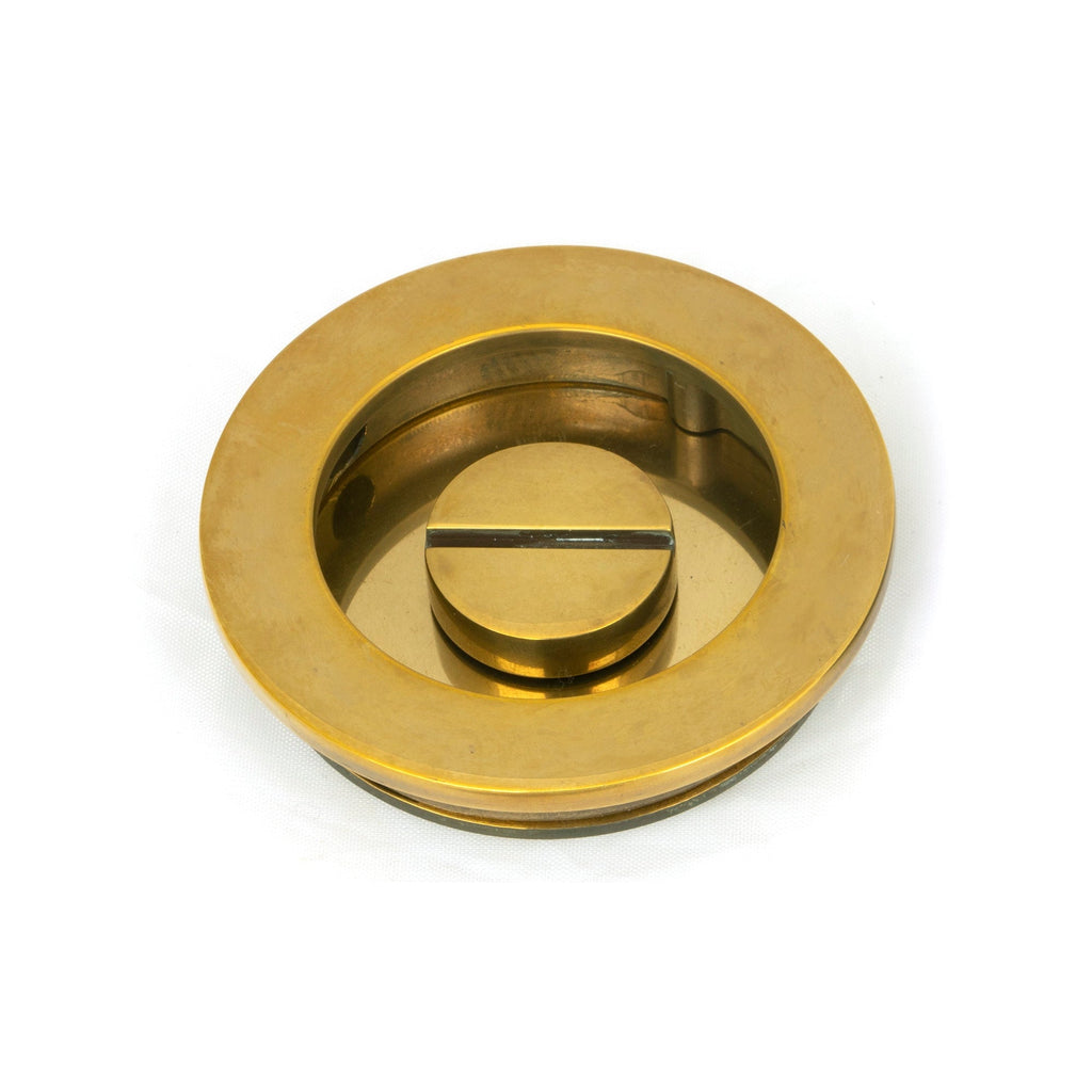 Aged Brass 60mm Plain Round Pull - Privacy Set | From The Anvil-Cabinet Pulls-Yester Home
