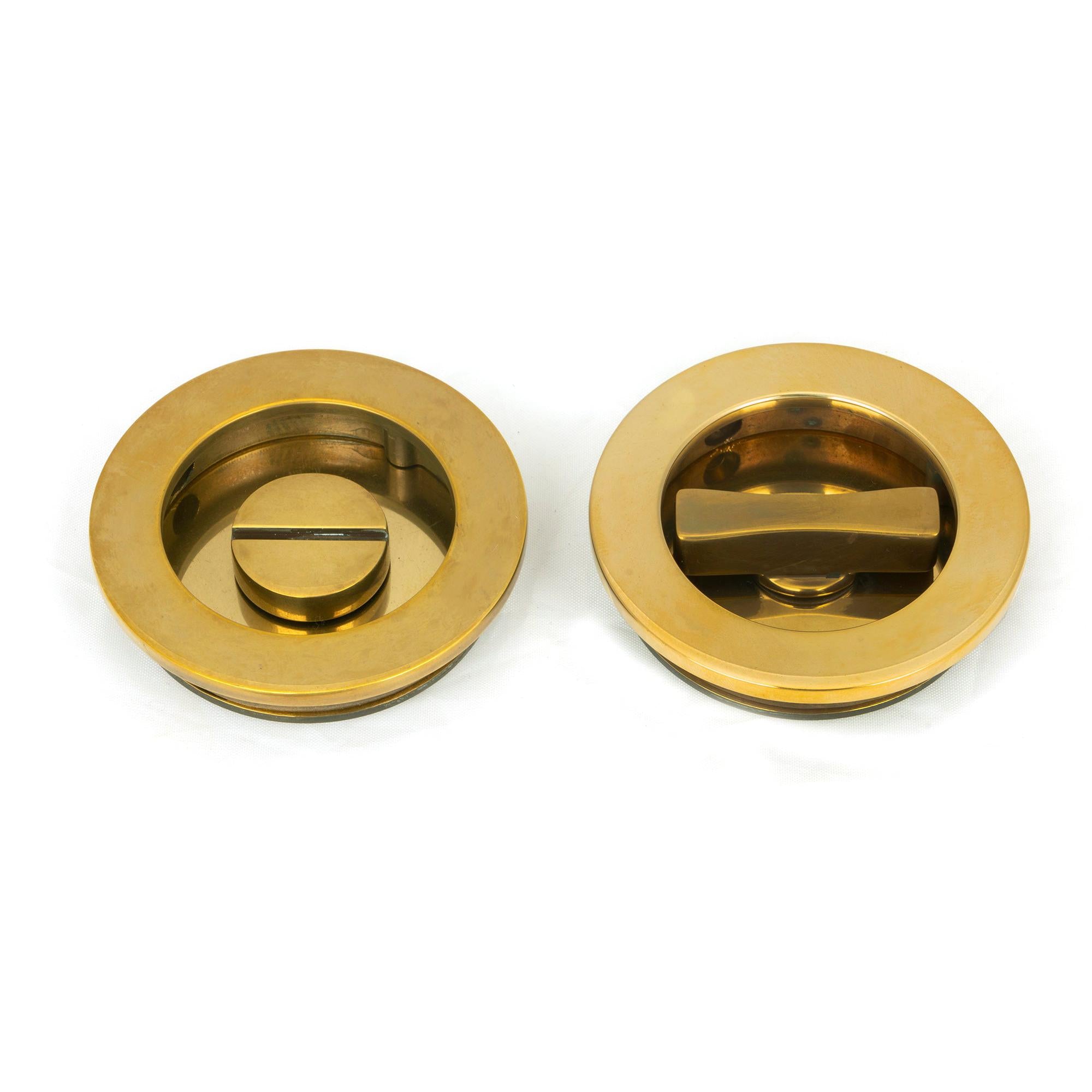 Aged Brass 60mm Plain Round Pull - Privacy Set | From The Anvil - Cabinet Pulls - From The Anvil - Yester Home