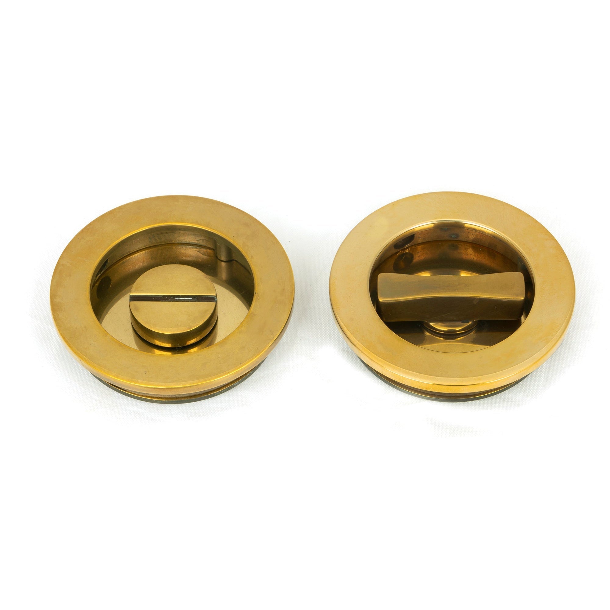 Aged Brass 60mm Plain Round Pull - Privacy Set | From The Anvil-Cabinet Pulls-Yester Home