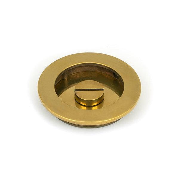 Aged Brass 75mm Art Deco Round Pull - Privacy Set | From The Anvil-Cabinet Pulls-Yester Home