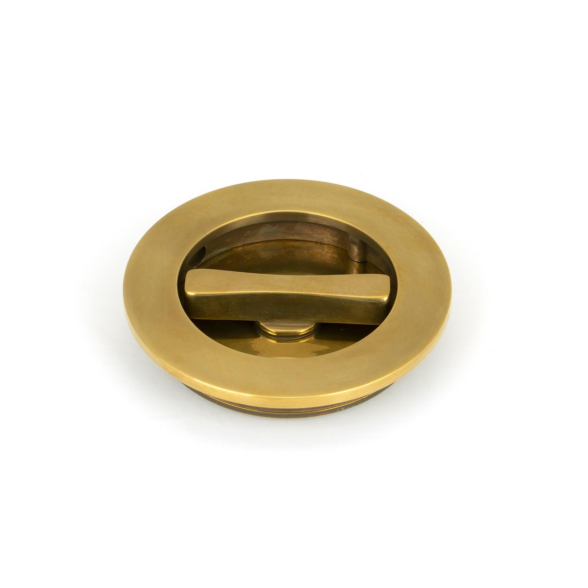 Aged Brass 75mm Plain Round Pull - Privacy Set | From The Anvil - Cabinet Pulls - From The Anvil - Yester Home