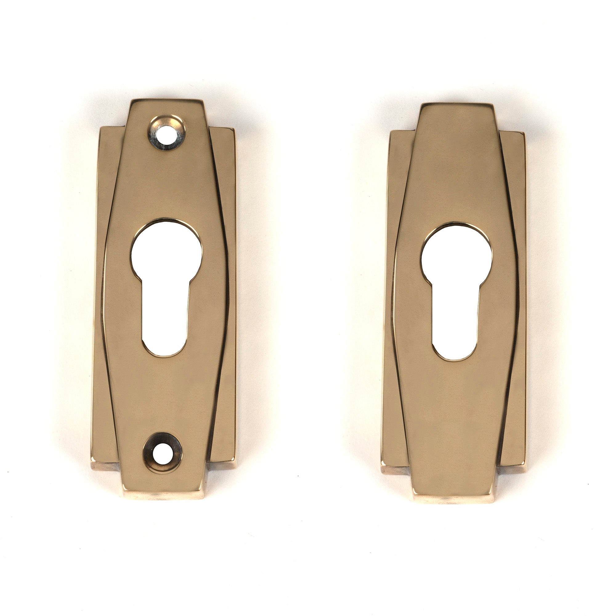 Aged Brass Art Deco Euro Escutcheon (Set) | From The Anvil-Euro Escutcheons-Yester Home