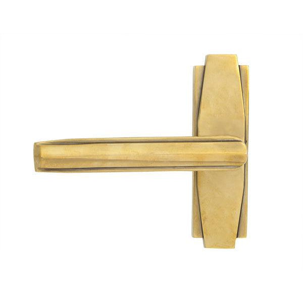 Aged Brass Art Deco Lever on Rose Set | From The Anvil-Lever on Rose-Yester Home
