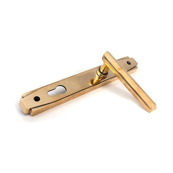 Aged Brass Art Deco Slimline Lever Espag. Lock Set | From The Anvil-Espagnolette-Yester Home