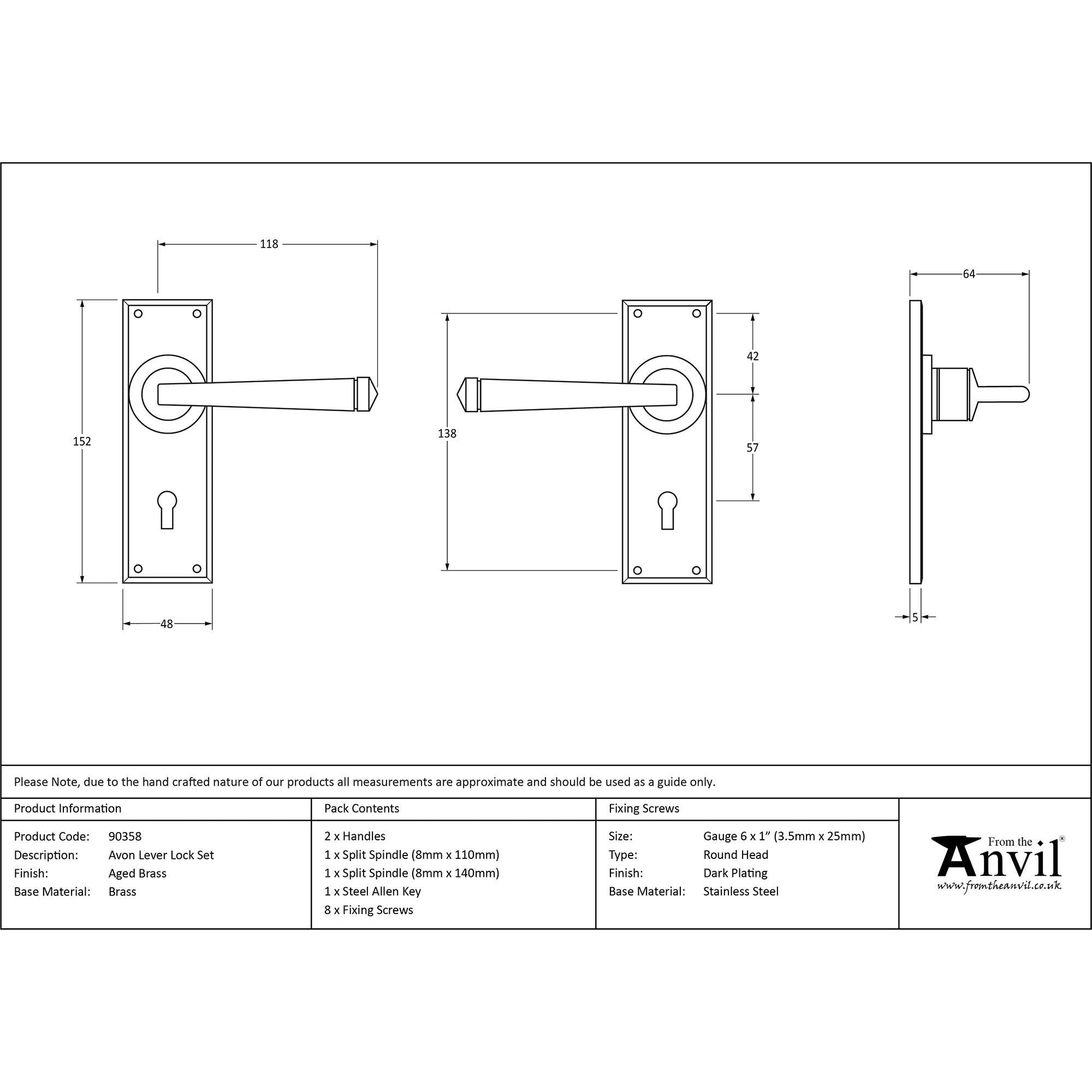 Aged Brass Avon Lever Lock Set | From The Anvil - Lever Lock - From The Anvil - Yester Home