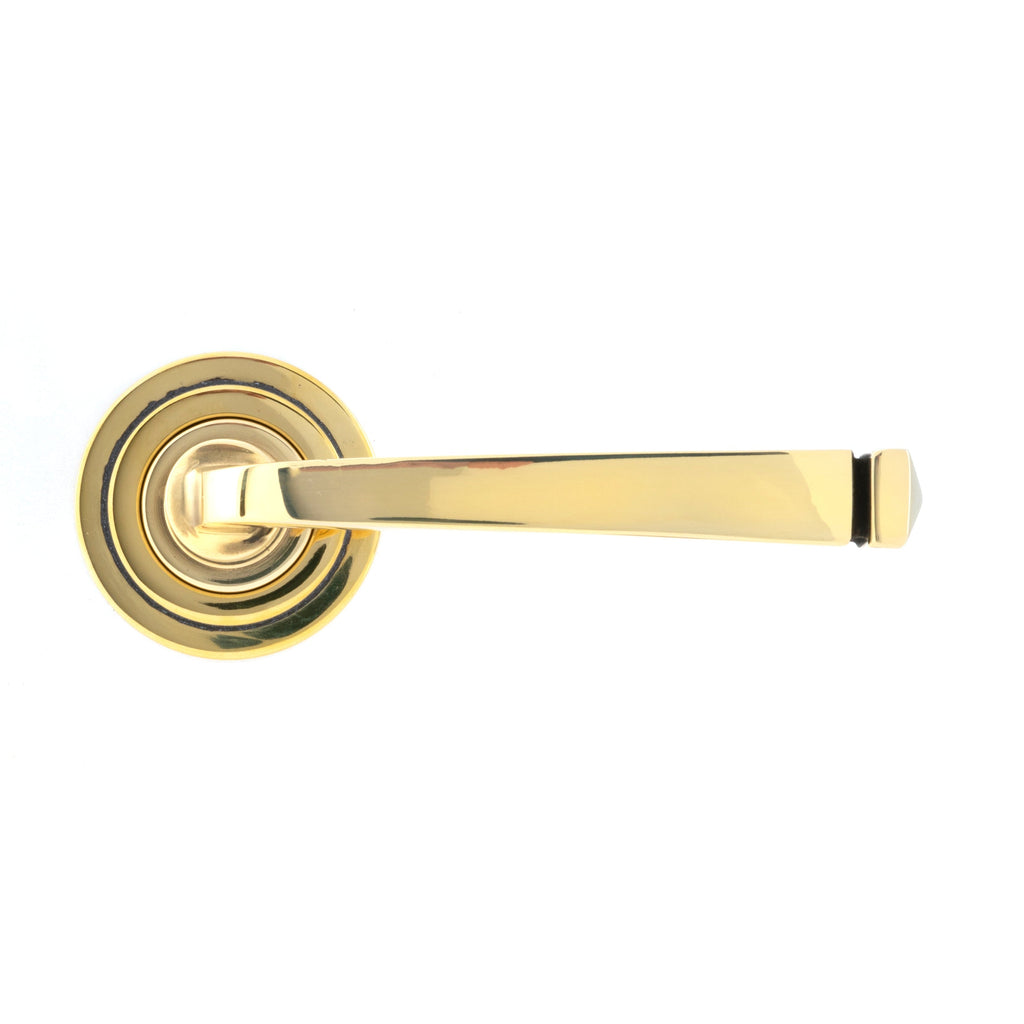 Aged Brass Avon Round Lever on Rose Set (Art Deco) | From The Anvil-Concealed-Yester Home