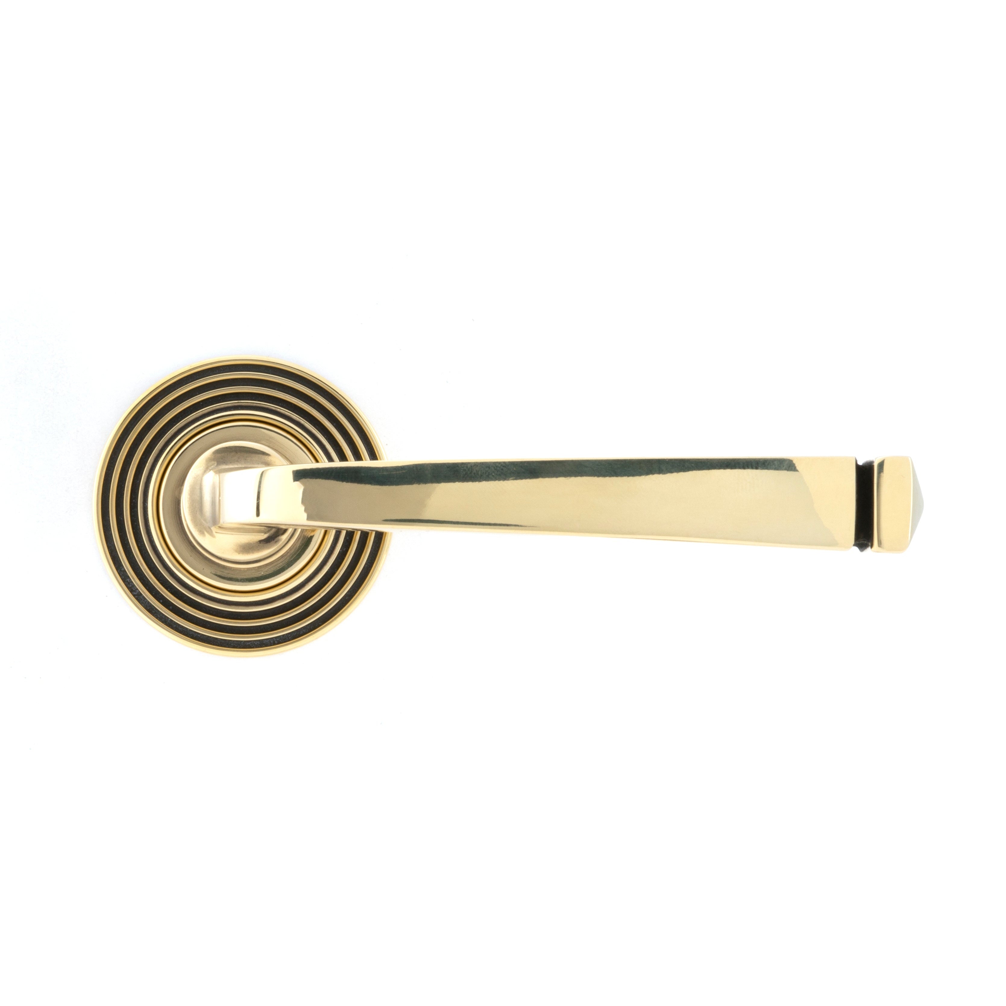 Aged Brass Avon Round Lever on Rose Set (Beehive) | From The Anvil-Concealed-Yester Home