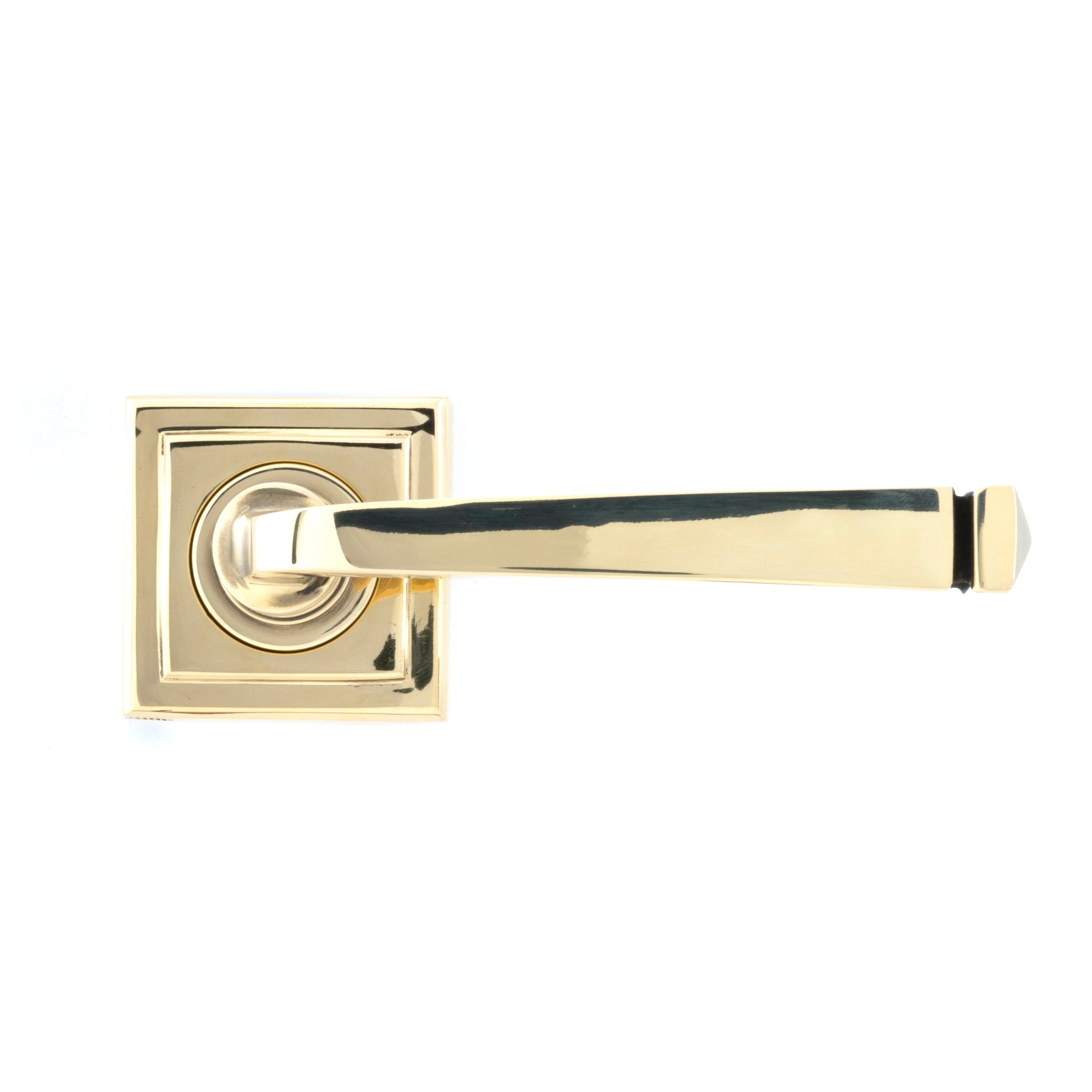 Aged Brass Avon Round Lever on Rose Set (Square) - Unsprung | From The Anvil-Concealed-Yester Home