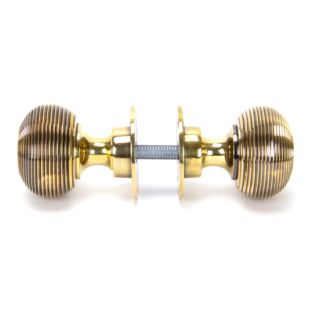 Aged Brass Beehive Mortice/Rim Knob Set | From The Anvil-Mortice Knobs-Yester Home
