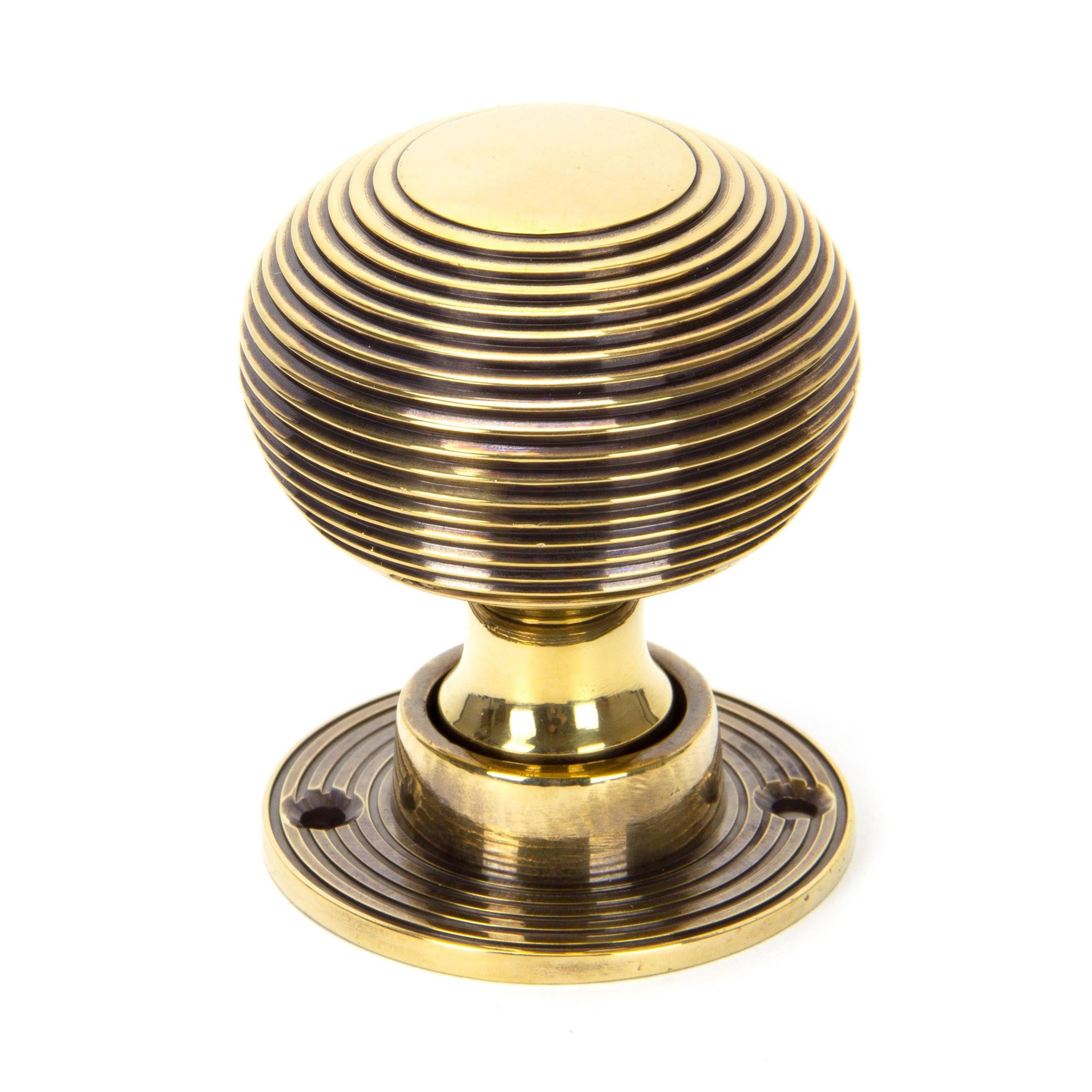 Aged Brass Beehive Mortice/Rim Knob Set | From The Anvil - Mortice Knobs - From The Anvil - Yester Home