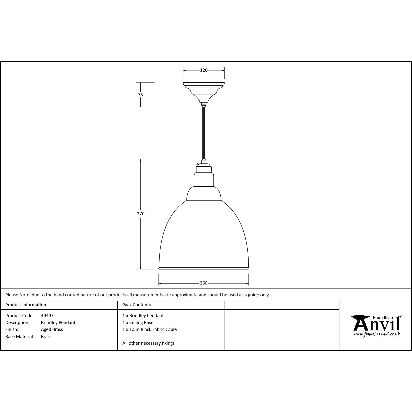 Aged Brass Brindley Pendant | From The Anvil-Brindley-Yester Home