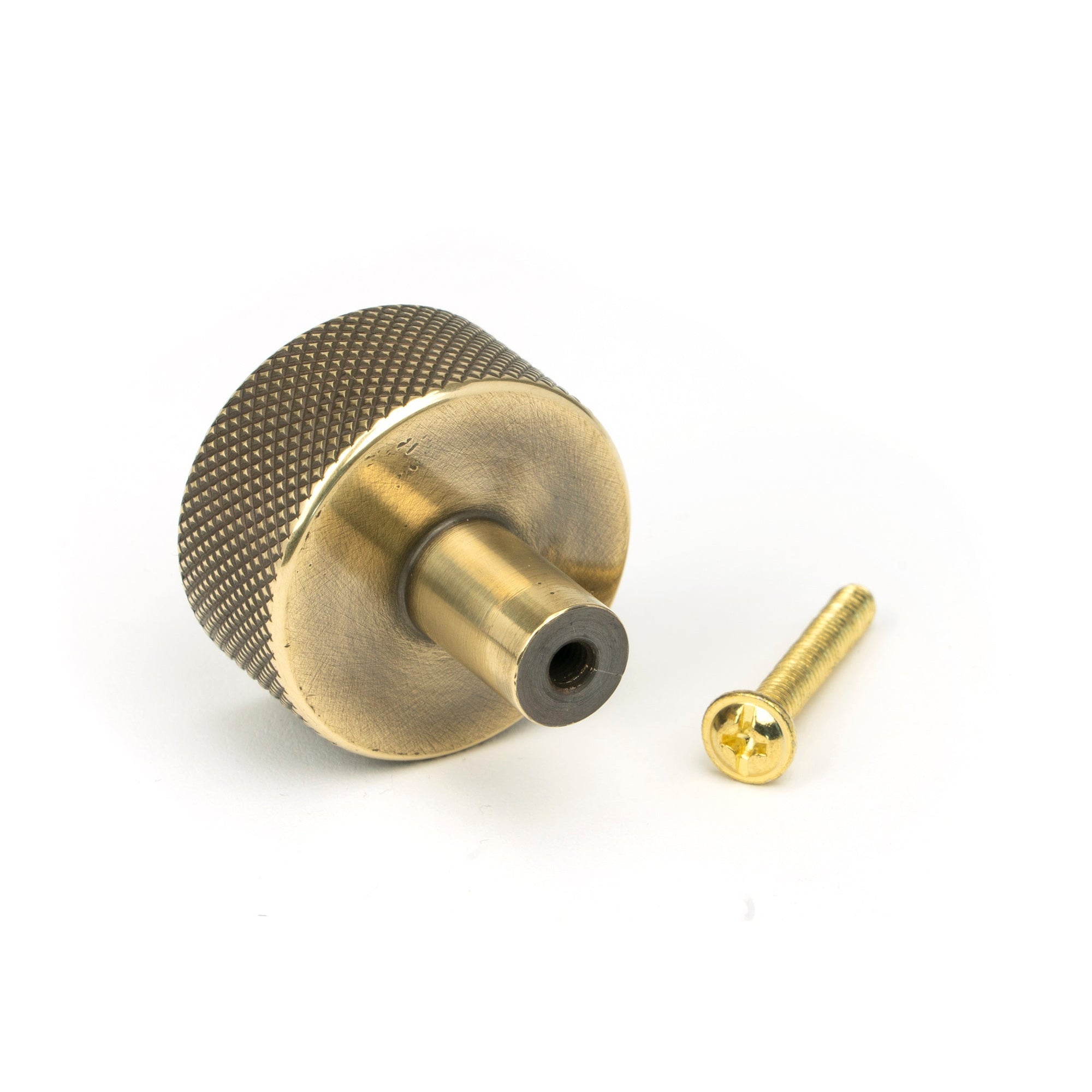 Aged Brass Brompton Cabinet Knob - 32mm (No rose) | From The Anvil-Cabinet Knobs-Yester Home