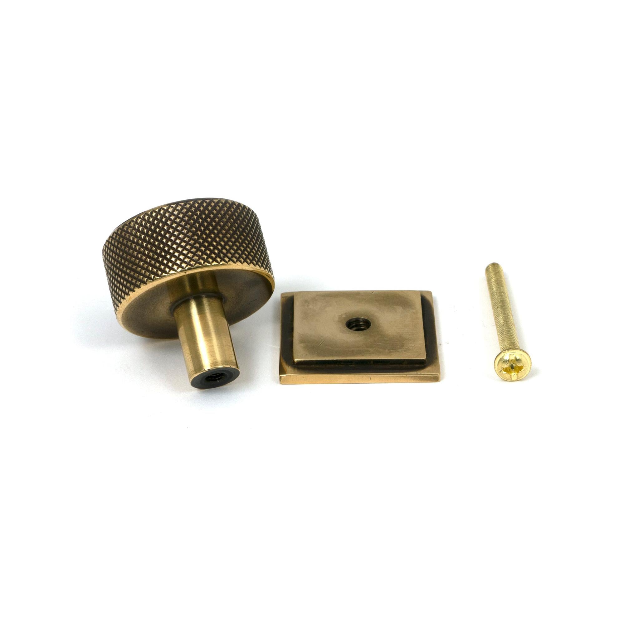 Aged Brass Brompton Cabinet Knob - 32mm (Square) | From The Anvil - Cabinet Knobs - From The Anvil - Yester Home