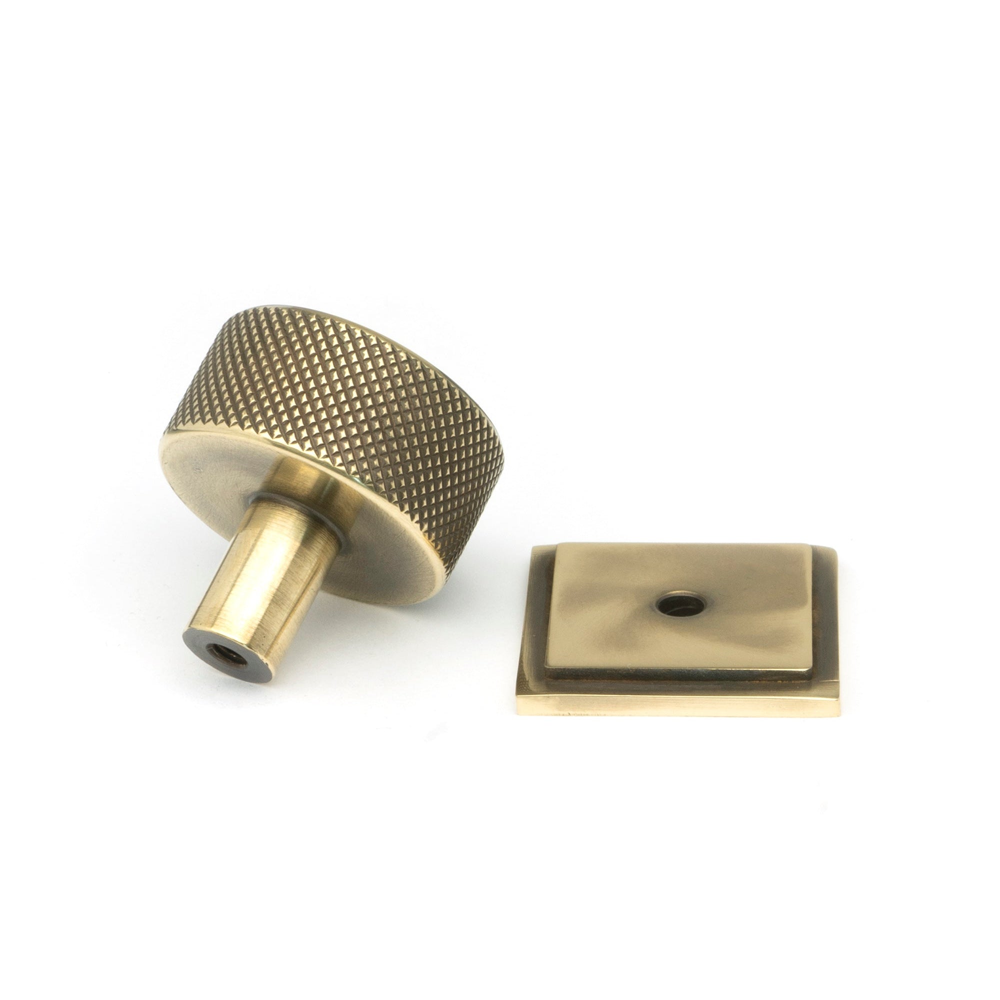 Aged Brass Brompton Cabinet Knob - 32mm (Square) | From The Anvil-Cabinet Knobs-Yester Home