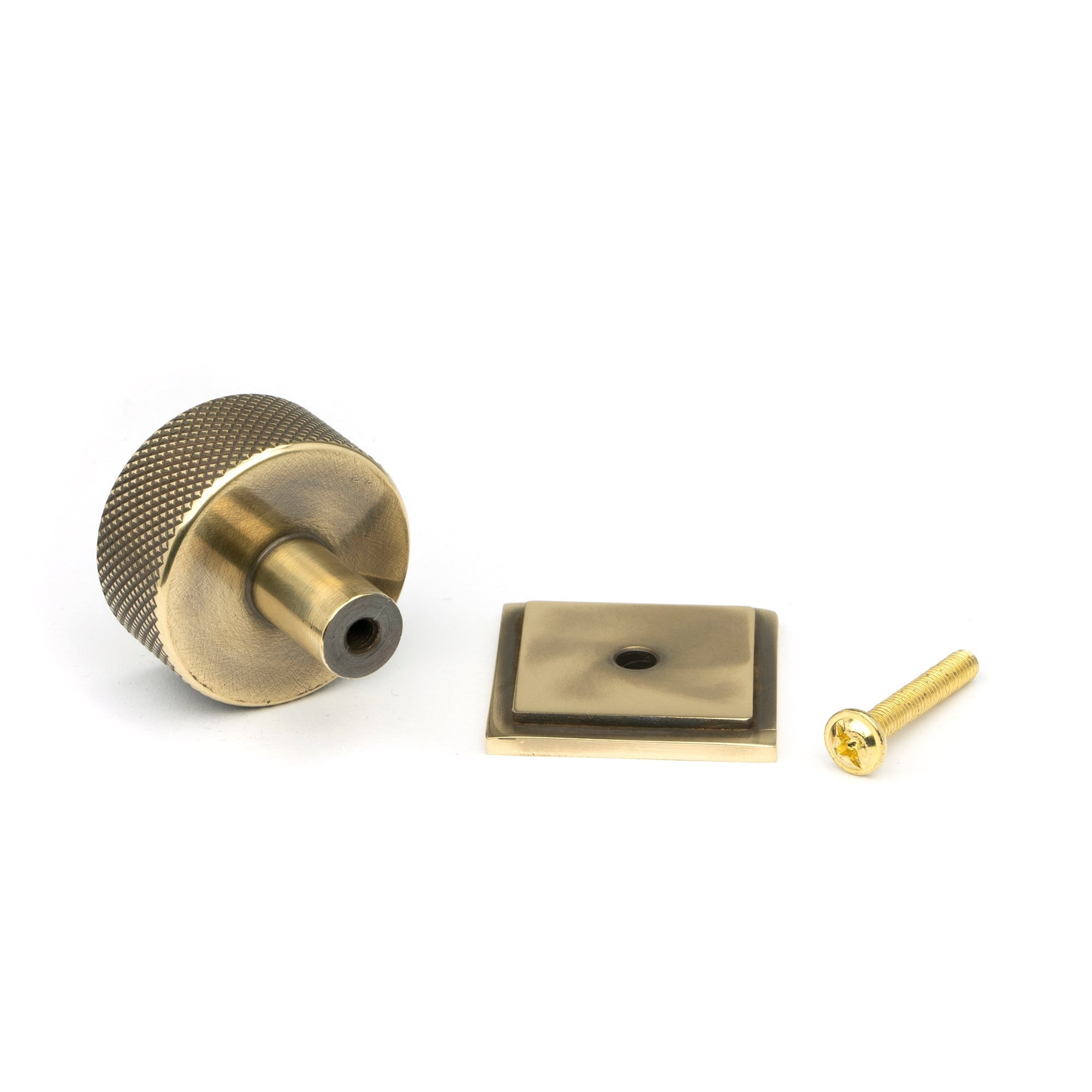 Aged Brass Brompton Cabinet Knob - 32mm (Square) | From The Anvil-Cabinet Knobs-Yester Home