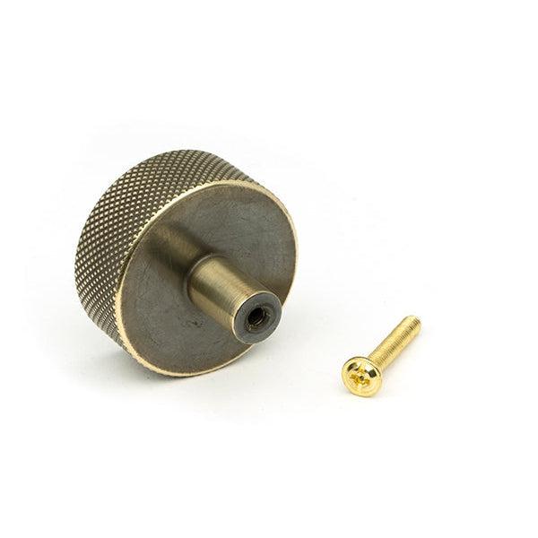 Aged Brass Brompton Cabinet Knob - 38mm (No rose) | From The Anvil-Cabinet Knobs-Yester Home