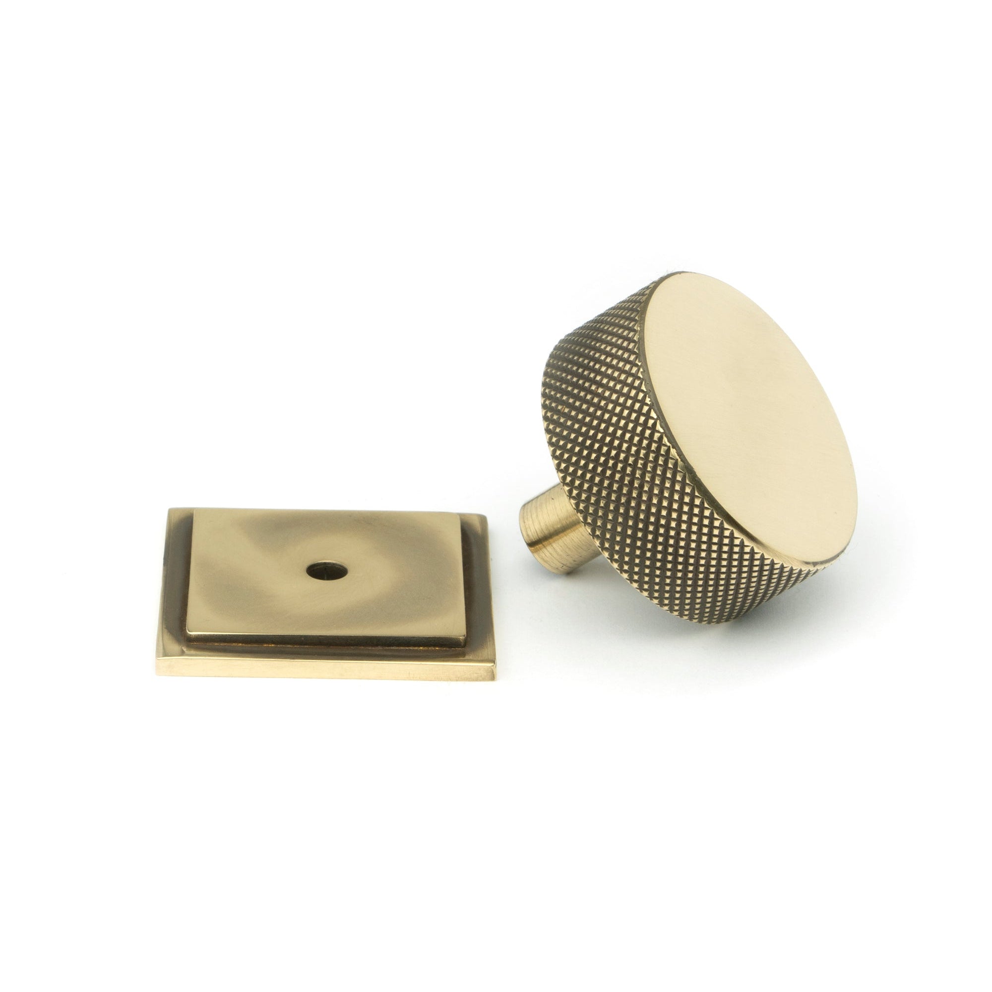 Aged Brass Brompton Cabinet Knob - 38mm (Square) | From The Anvil-Cabinet Knobs-Yester Home