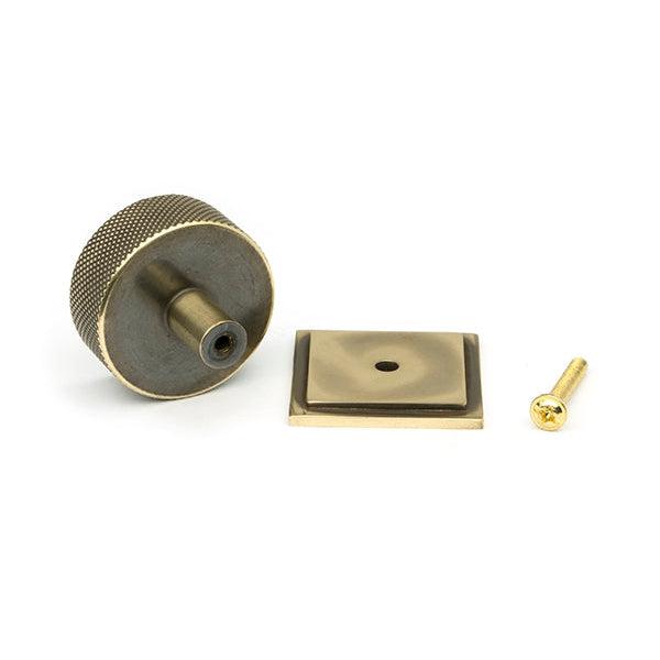 Aged Brass Brompton Cabinet Knob - 38mm (Square) | From The Anvil-Cabinet Knobs-Yester Home