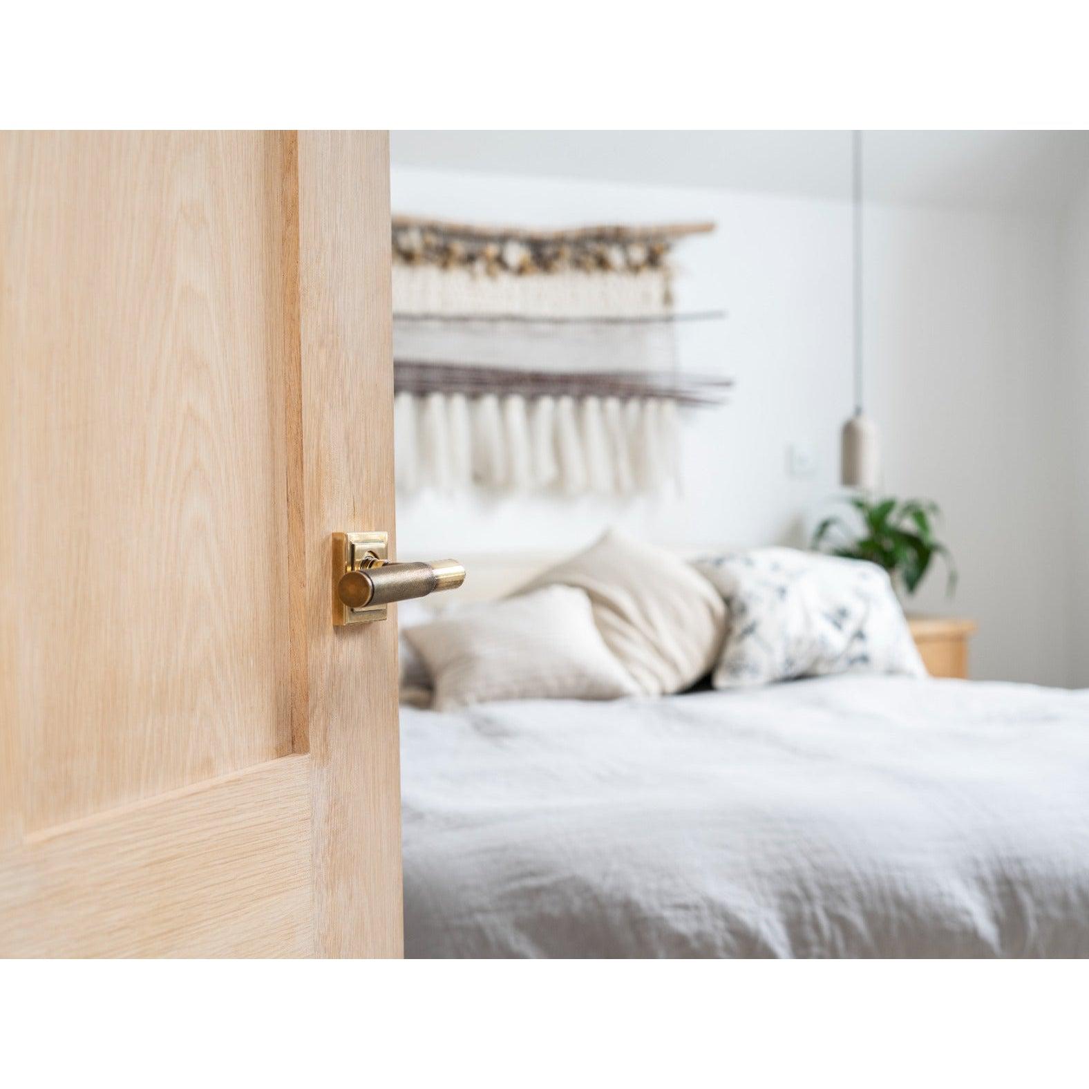 Aged Brass Brompton Lever on Rose Set (Square) | From The Anvil-Concealed-Yester Home