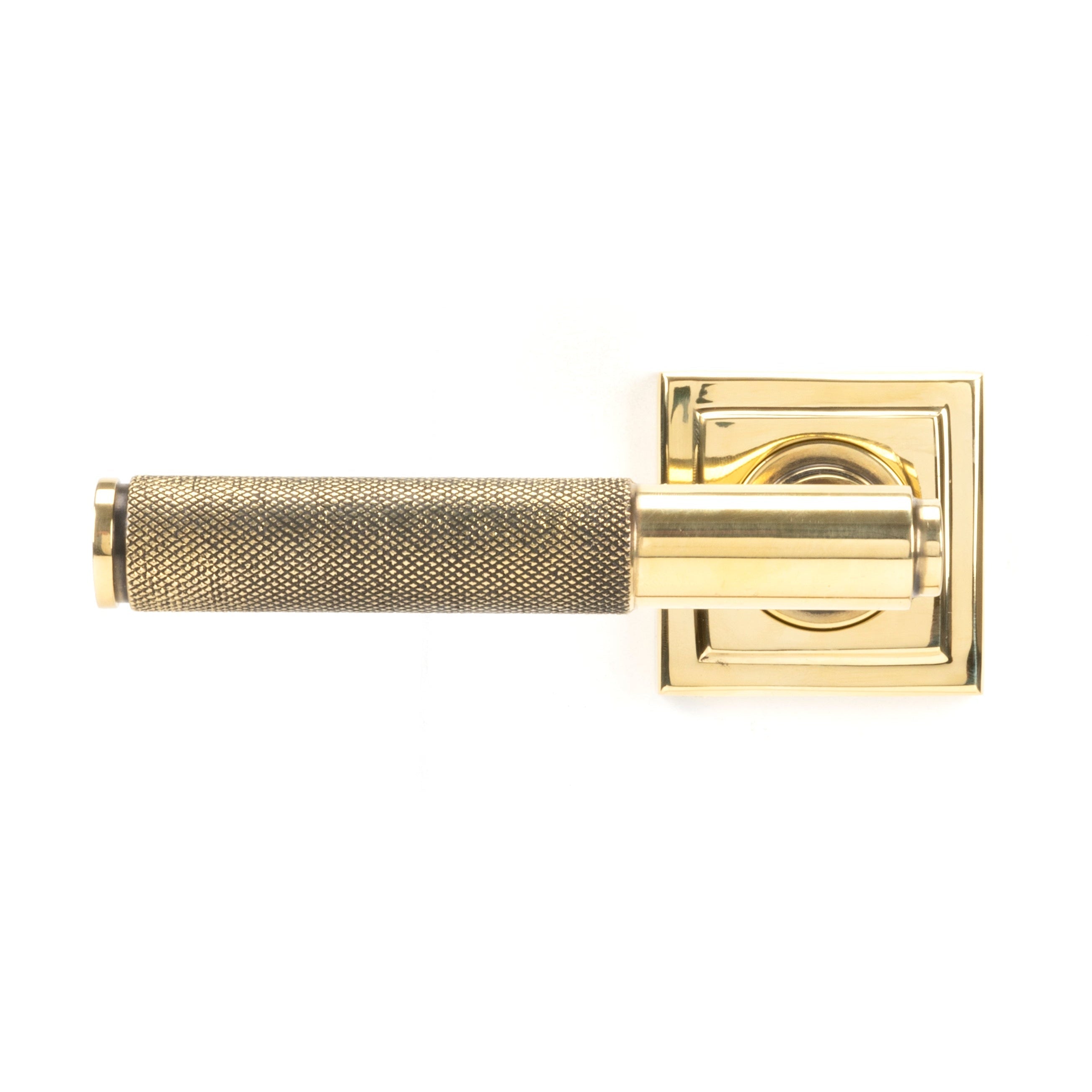 Aged Brass Brompton Lever on Rose Set (Square) - Unsprung | From The Anvil-Concealed-Yester Home