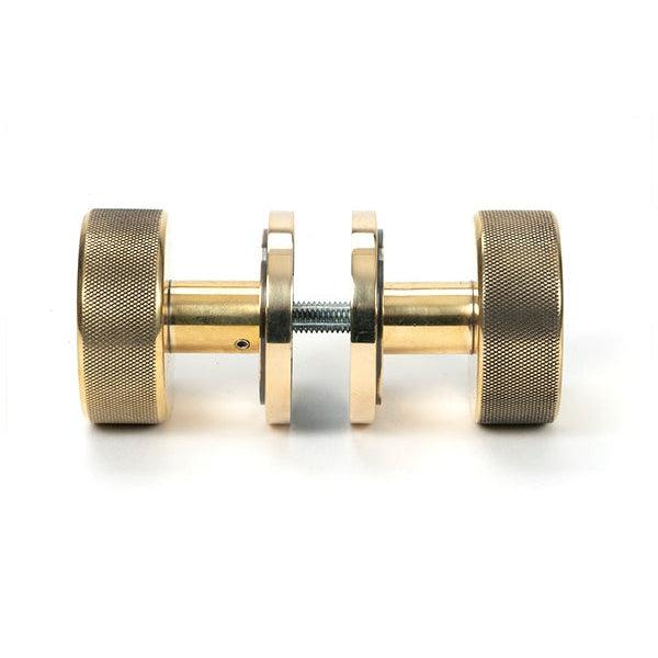 Aged Brass Brompton Mortice/Rim Knob Set (Art Deco) | From The Anvil-Mortice Knobs-Yester Home
