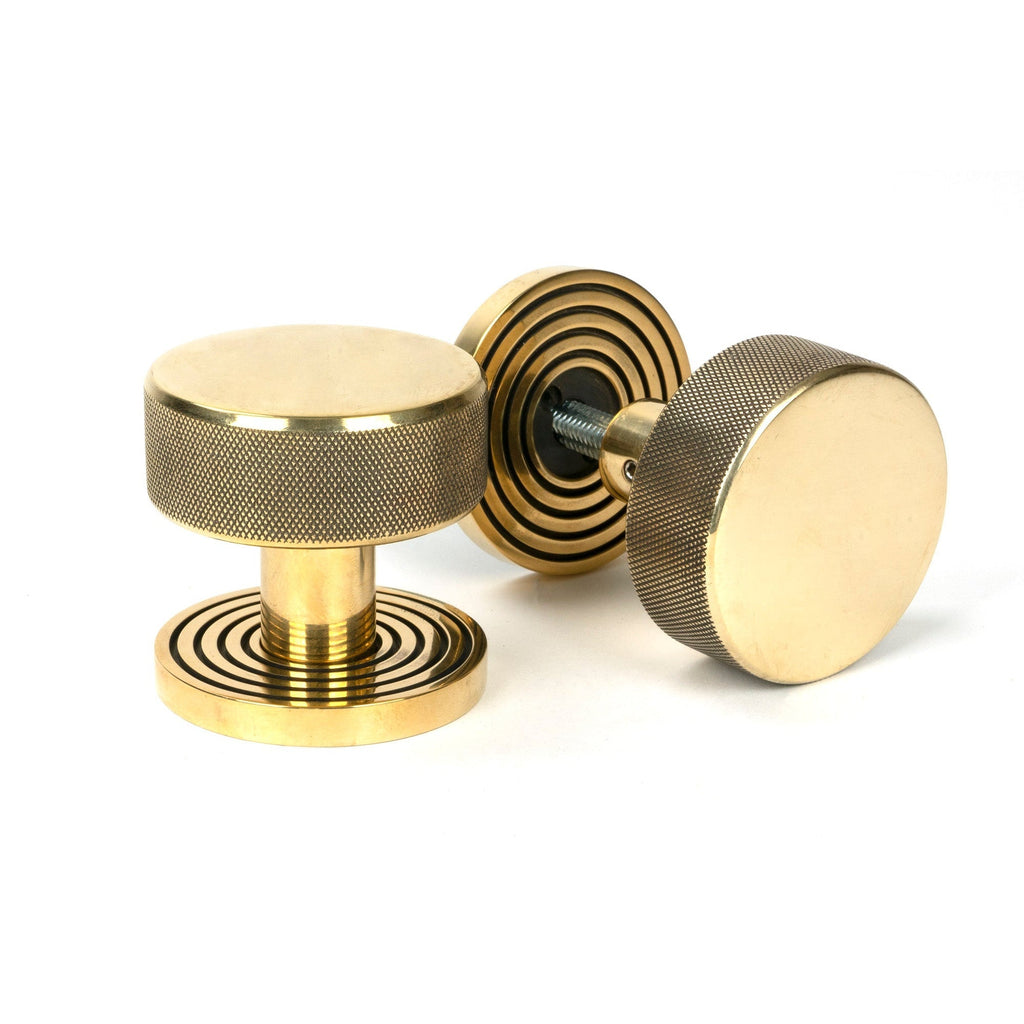 Aged Brass Brompton Mortice/Rim Knob Set (Beehive) | From The Anvil-Mortice Knobs-Yester Home
