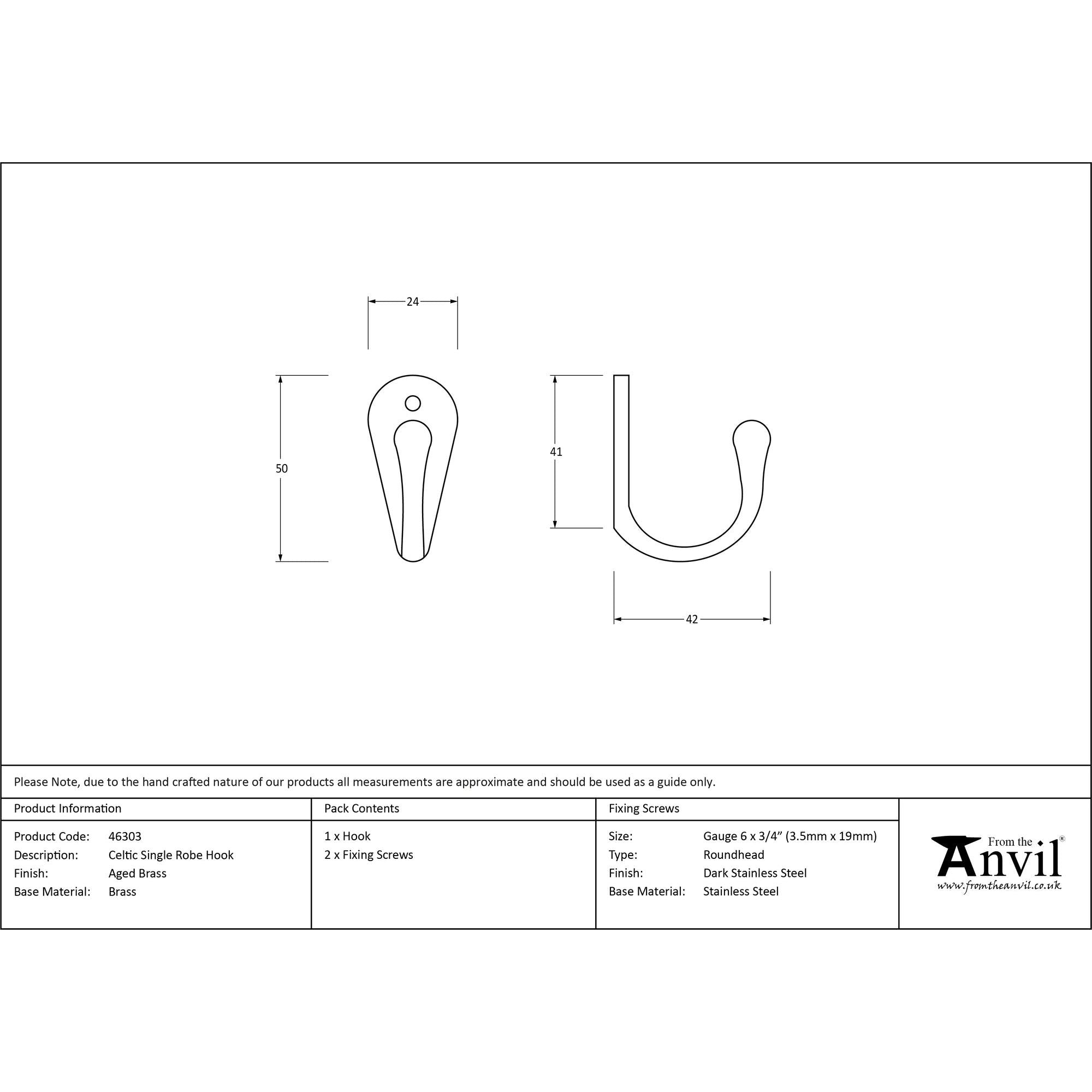 Aged Brass Celtic Single Robe Hook | From The Anvil - Coat Hooks - From The Anvil - Yester Home