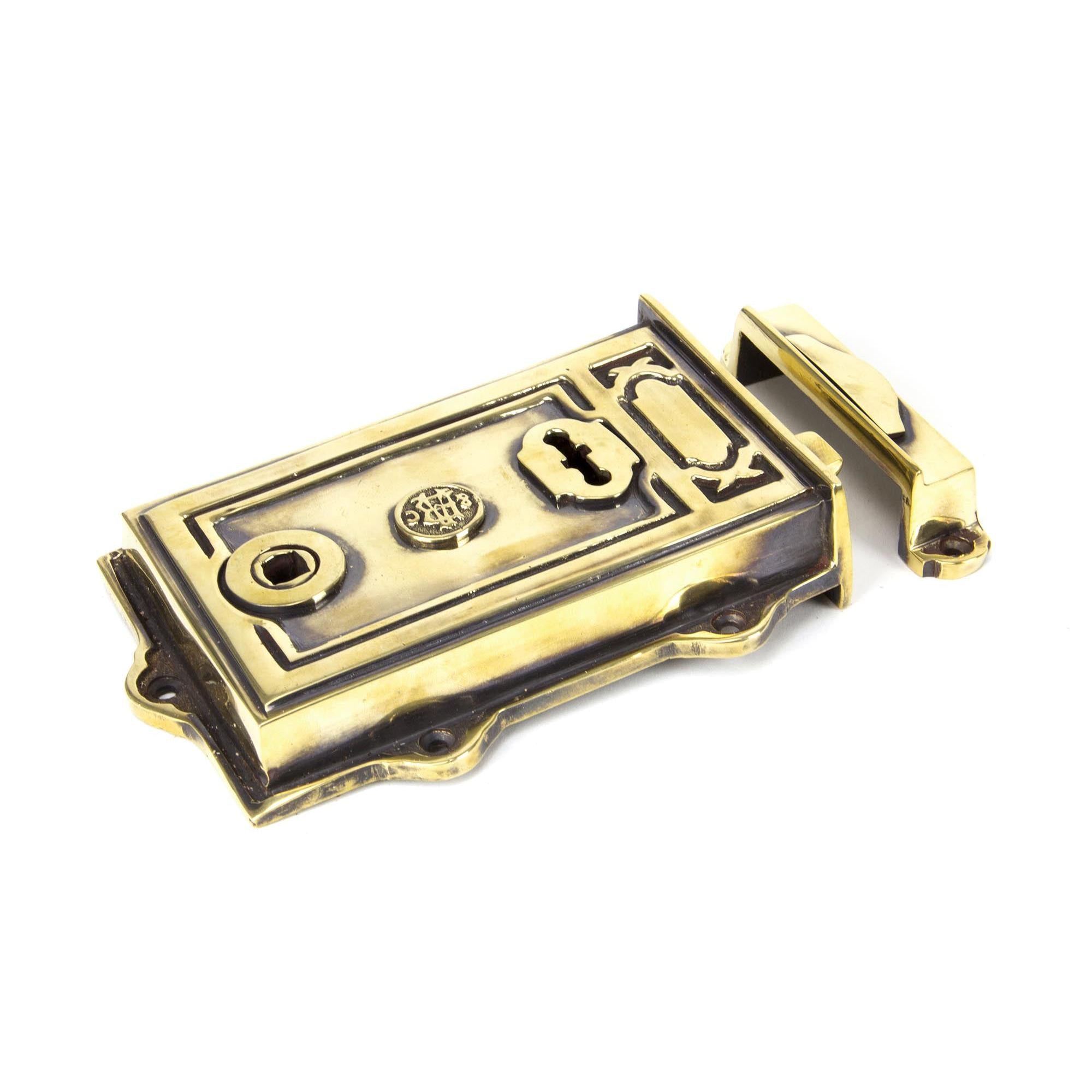 Aged Brass Davenport Rim Lock | From The Anvil - Rim Locks & Latches - From The Anvil - Yester Home