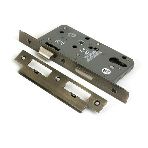 Aged Brass Euro Din Sash Lock - 60mm Backset/72mm Centre - Euro Locks - From The Anvil - Yester Home