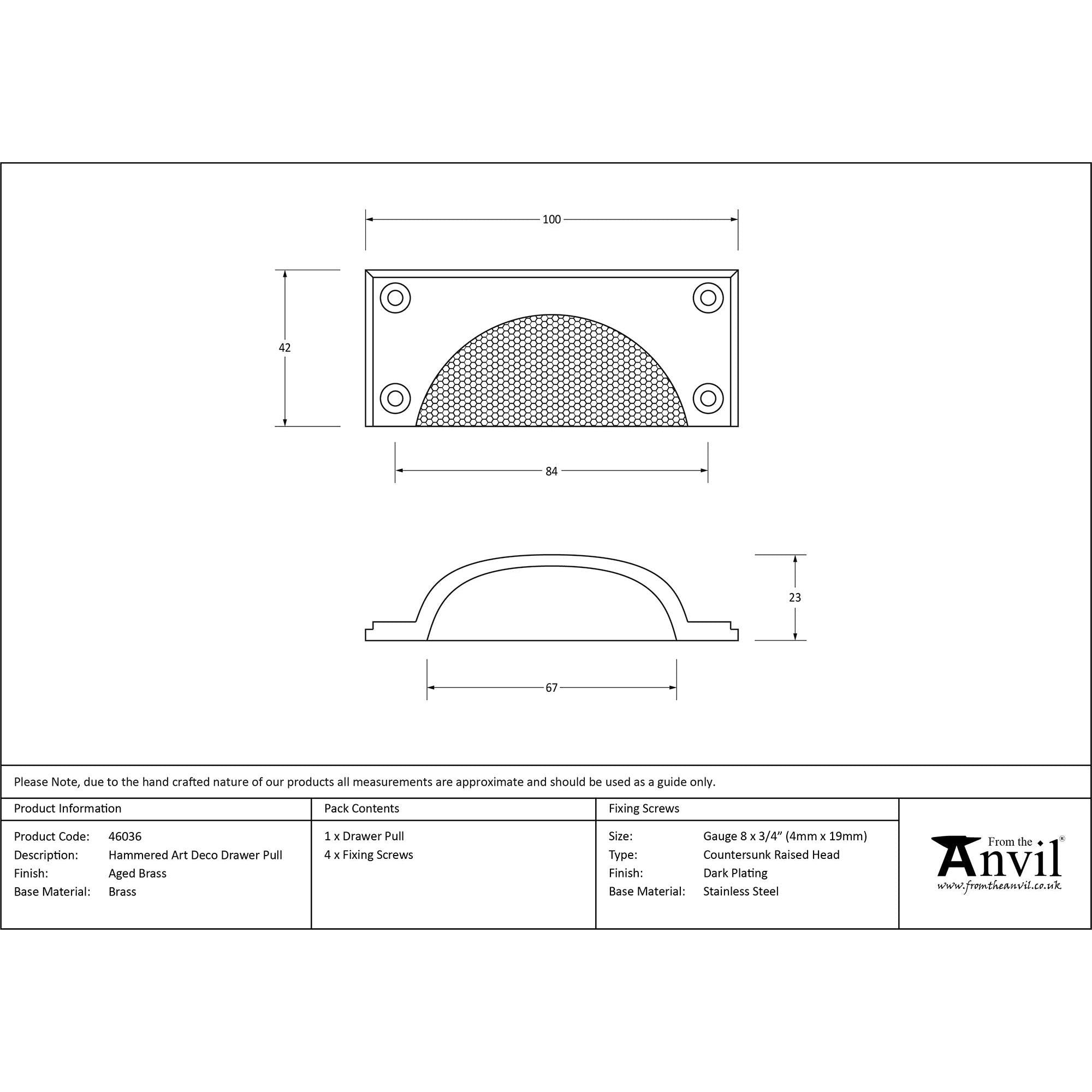 Aged Brass Hammered Art Deco Drawer Pull | From The Anvil - Drawer Pulls - From The Anvil - Yester Home