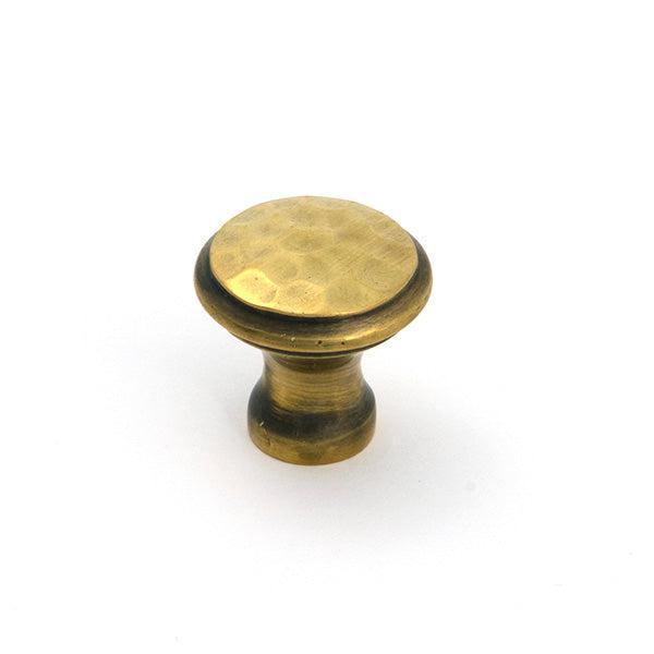Aged Brass Hammered Cabinet Knob - Small - Cabinet Knobs - From The Anvil - Yester Home