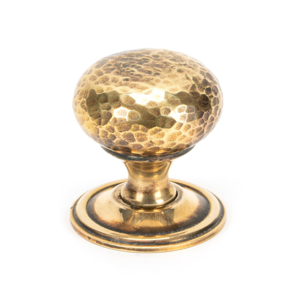 Aged Brass Hammered Mushroom Cabinet Knob 38mm | From The Anvil