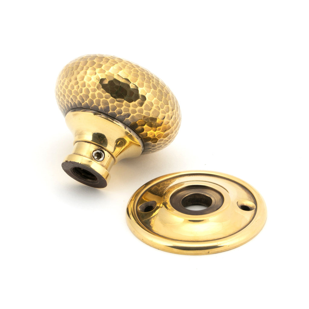 Aged Brass Hammered Mushroom Mortice/Rim Knob Set | From The Anvil-Mortice Knobs-Yester Home