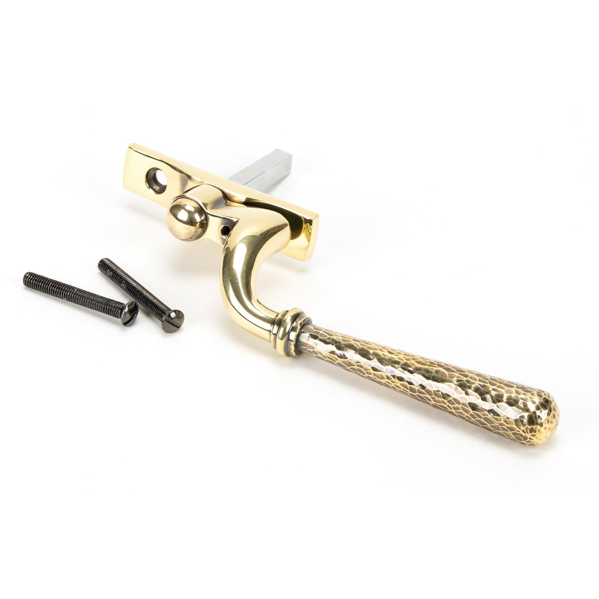 Aged Brass Hammered Newbury Espag - LH | From The Anvil - Espag. Fasteners - From The Anvil - Yester Home