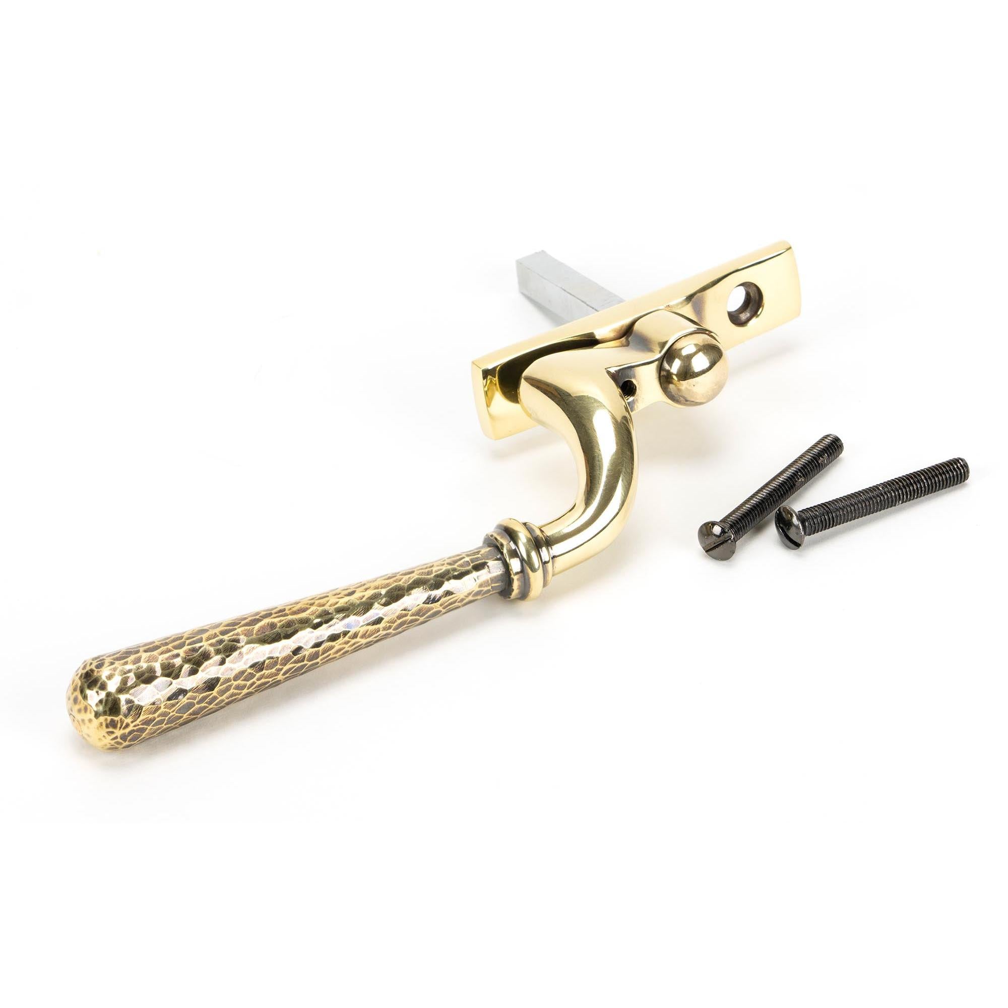 Aged Brass Hammered Newbury Espag - RH | From The Anvil - Espag. Fasteners - From The Anvil - Yester Home