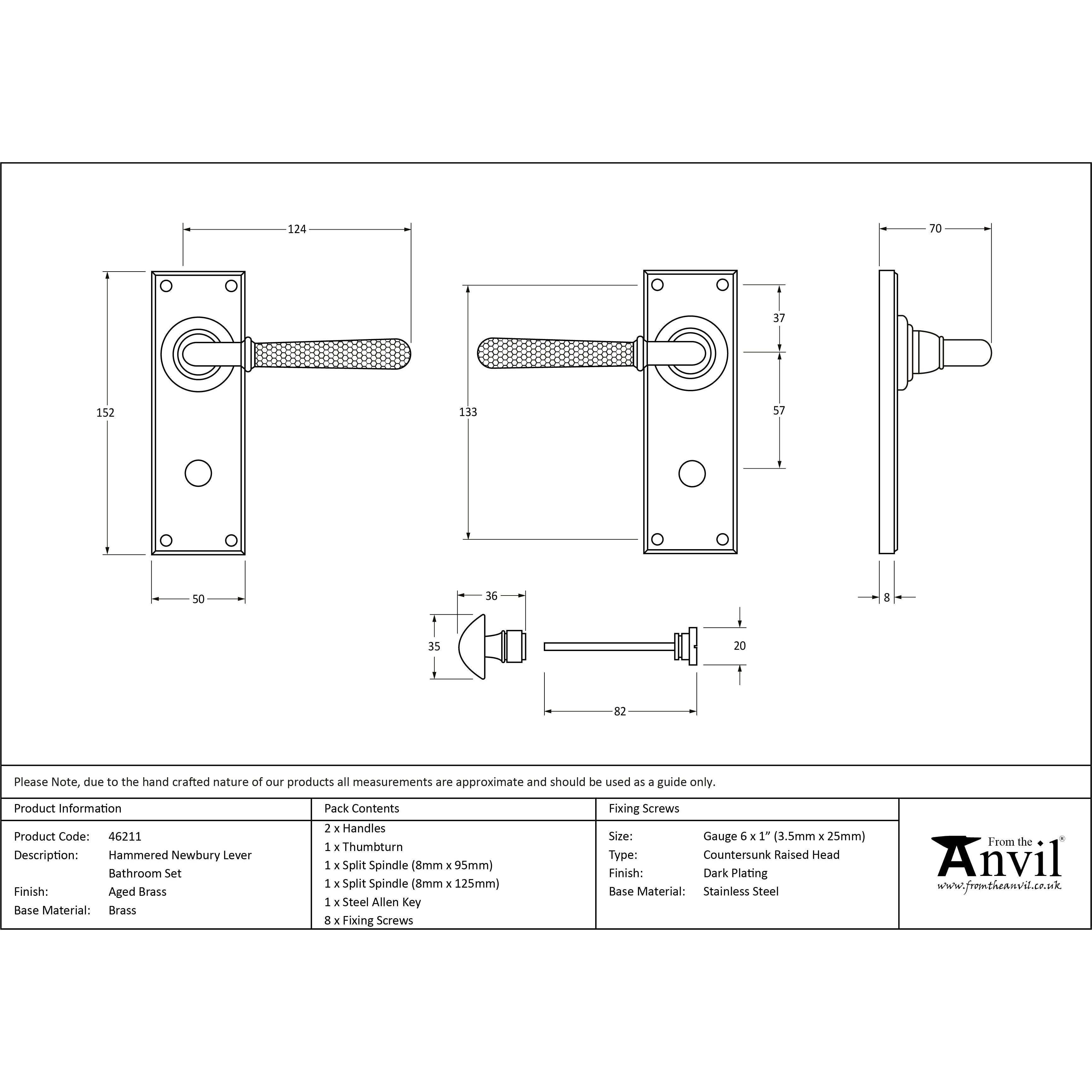 Aged Brass Hammered Newbury Lever Bathroom Set | From The Anvil-Lever Bathroom-Yester Home