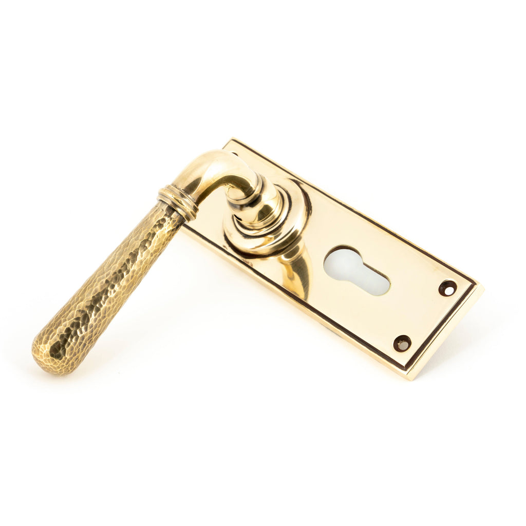 Aged Brass Hammered Newbury Lever Euro Lock Set | From The Anvil-Lever Euro-Yester Home