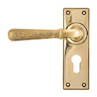 Aged Brass Hammered Newbury Lever Euro Lock Set | From The Anvil-Lever Euro-Yester Home