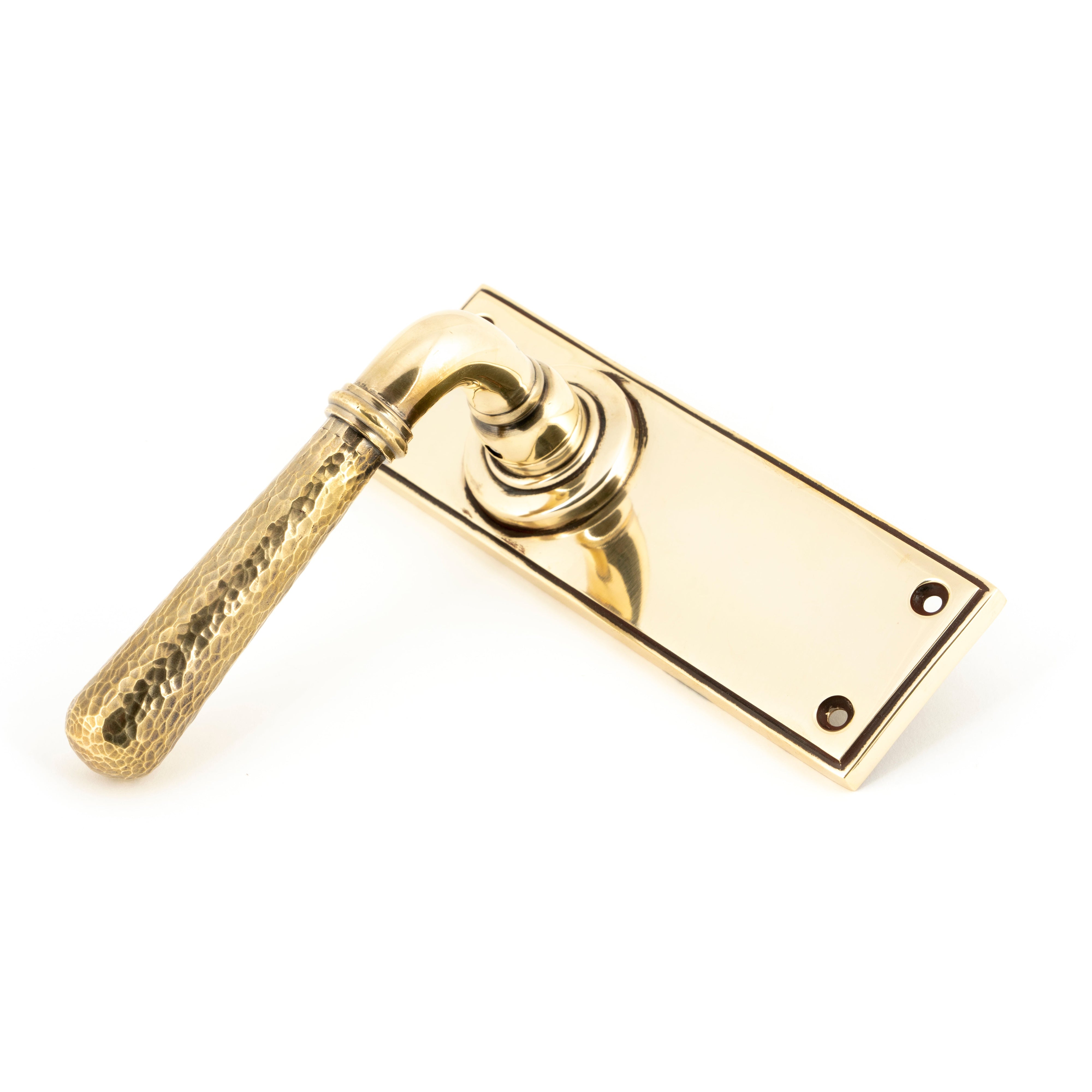 Aged Brass Hammered Newbury Lever Latch Set | From The Anvil-Lever Latch-Yester Home