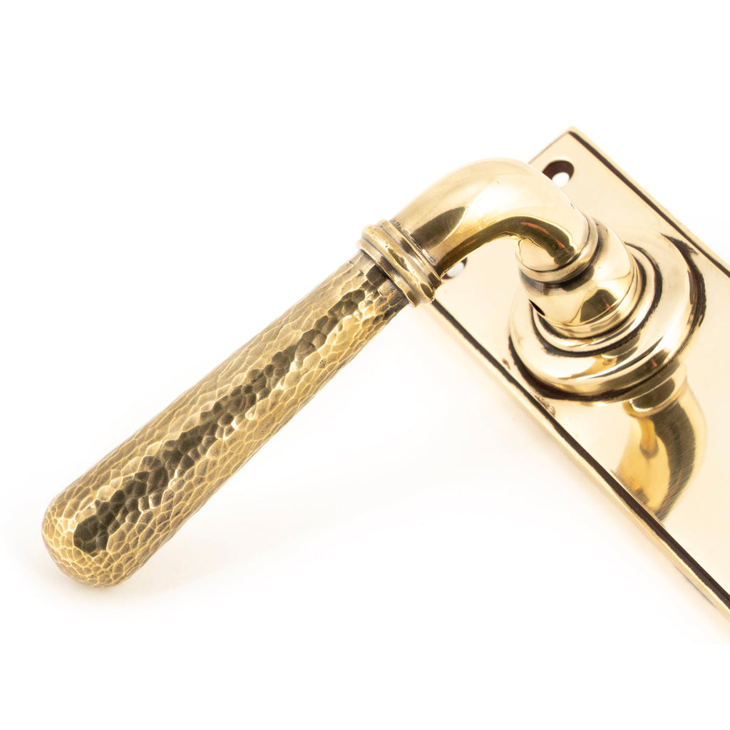 Aged Brass Hammered Newbury Lever Latch Set | From The Anvil-Lever Latch-Yester Home