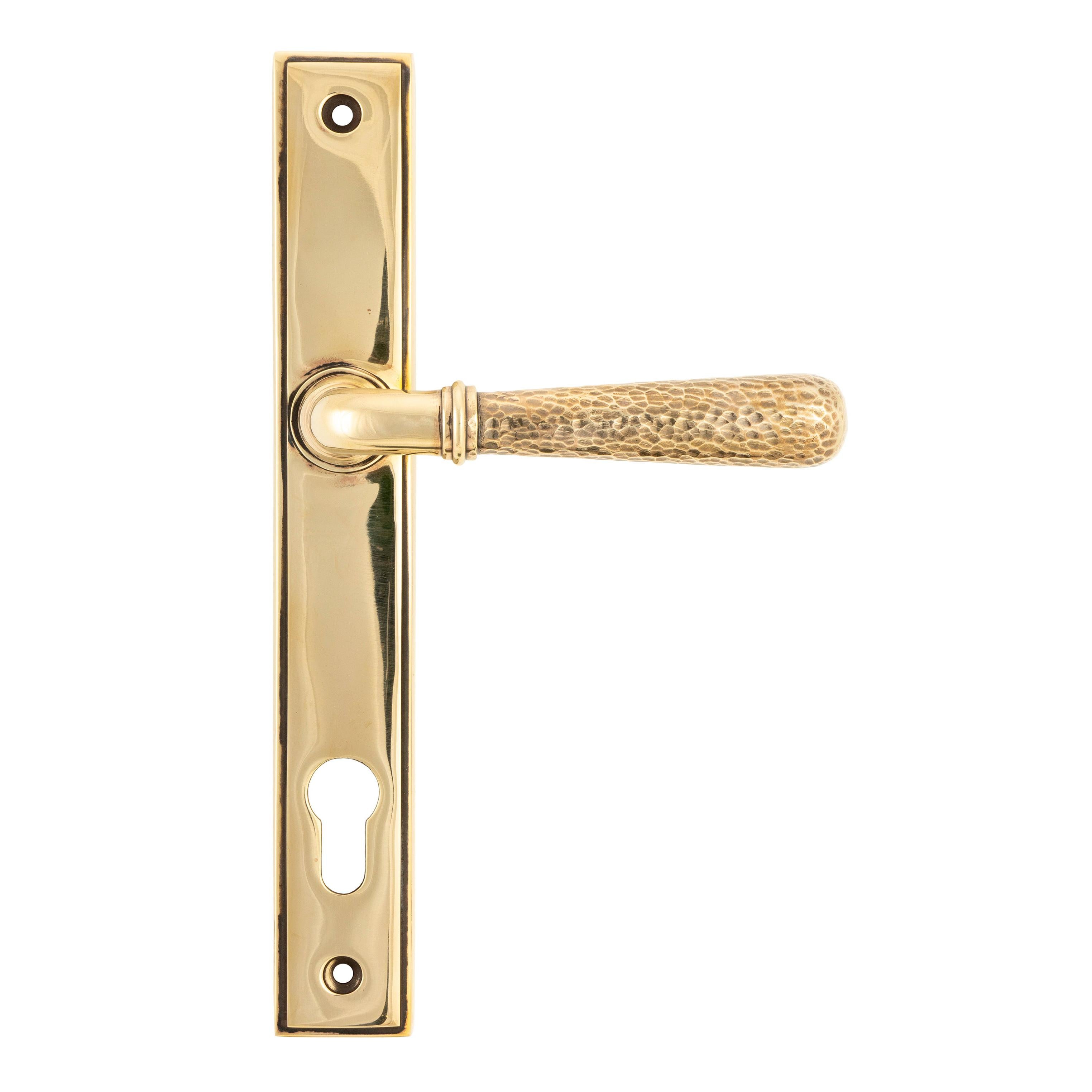 Aged Brass Hammered Newbury Slimline Espag. Lock Set | From The Anvil - Espagnolette - From The Anvil - Yester Home