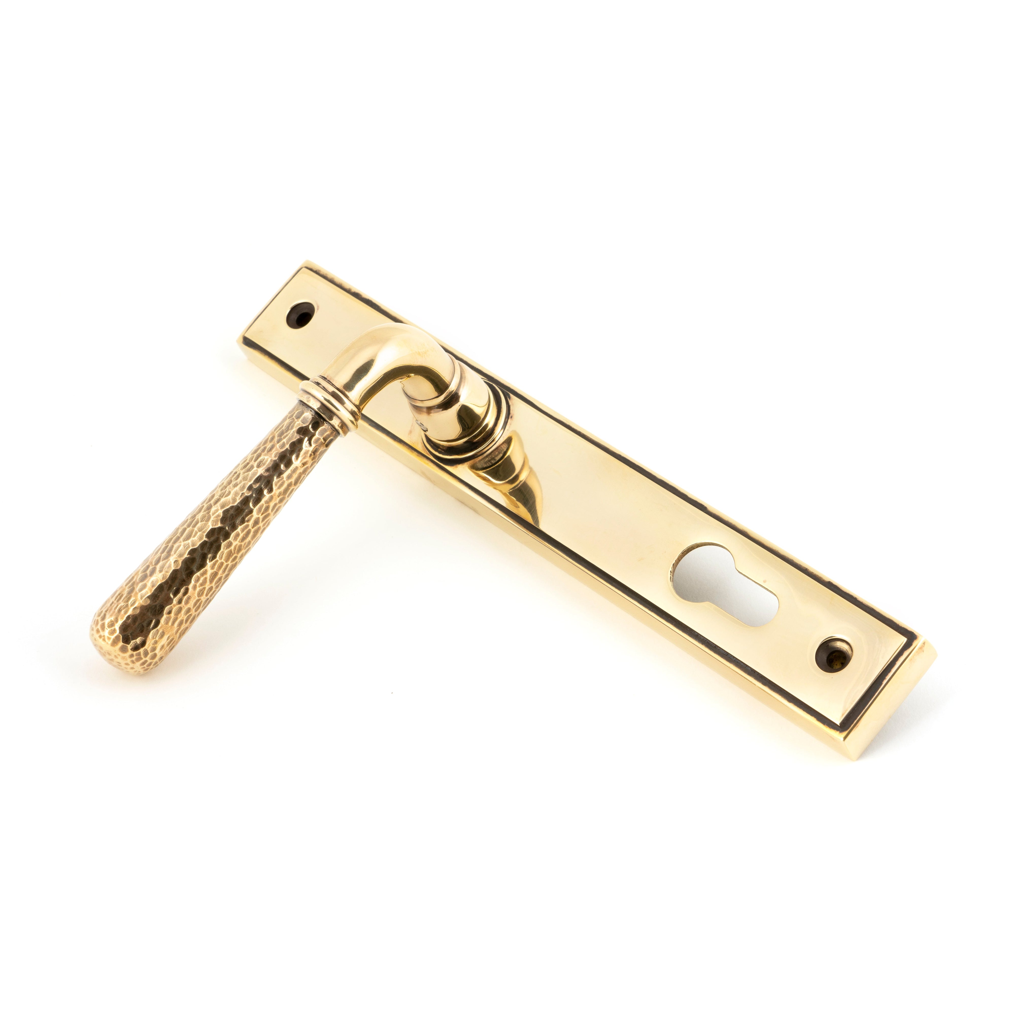 Aged Brass Hammered Newbury Slimline Espag. Lock Set | From The Anvil-Espagnolette-Yester Home