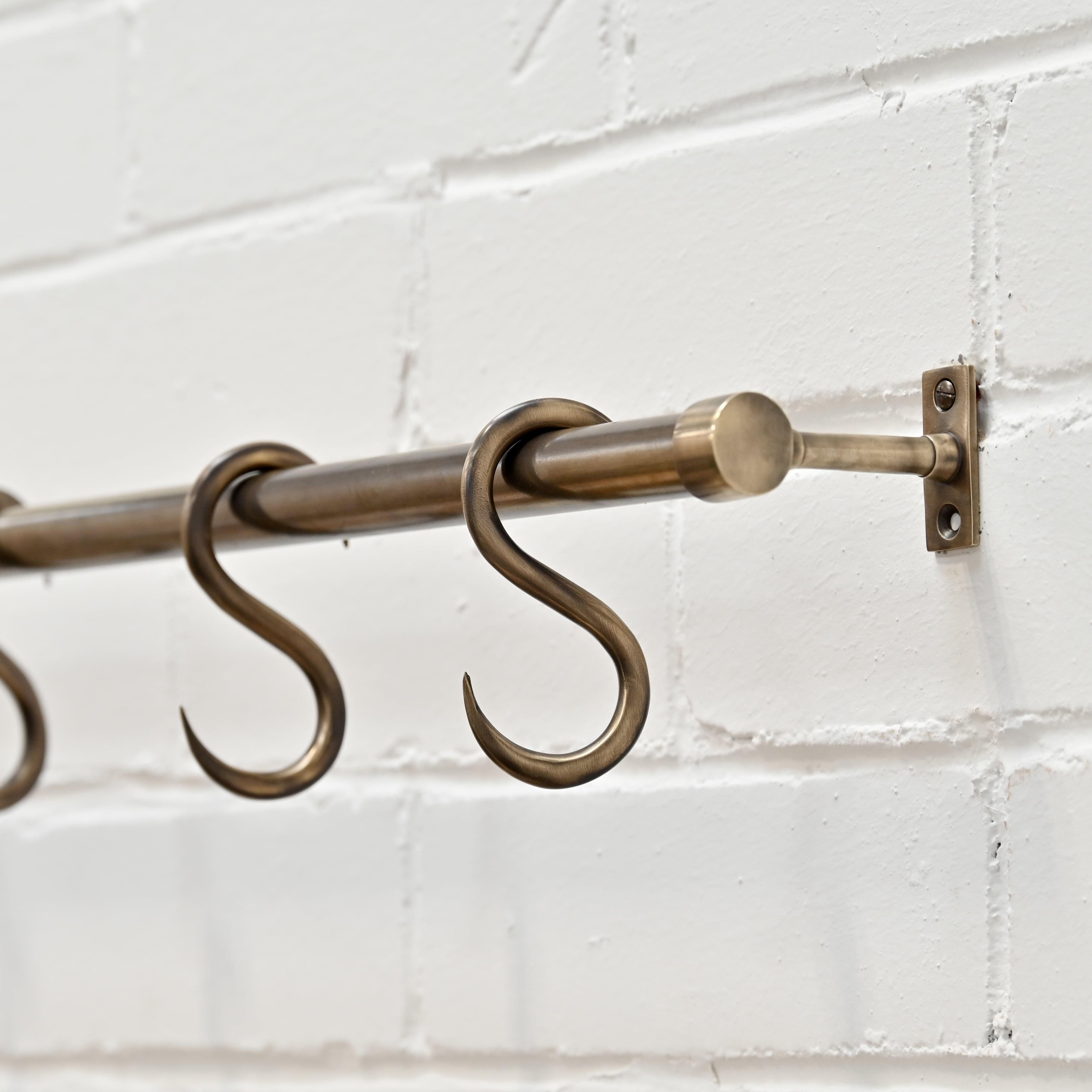 Aged Brass Hanging Rail-Hook Rails-Yester Home