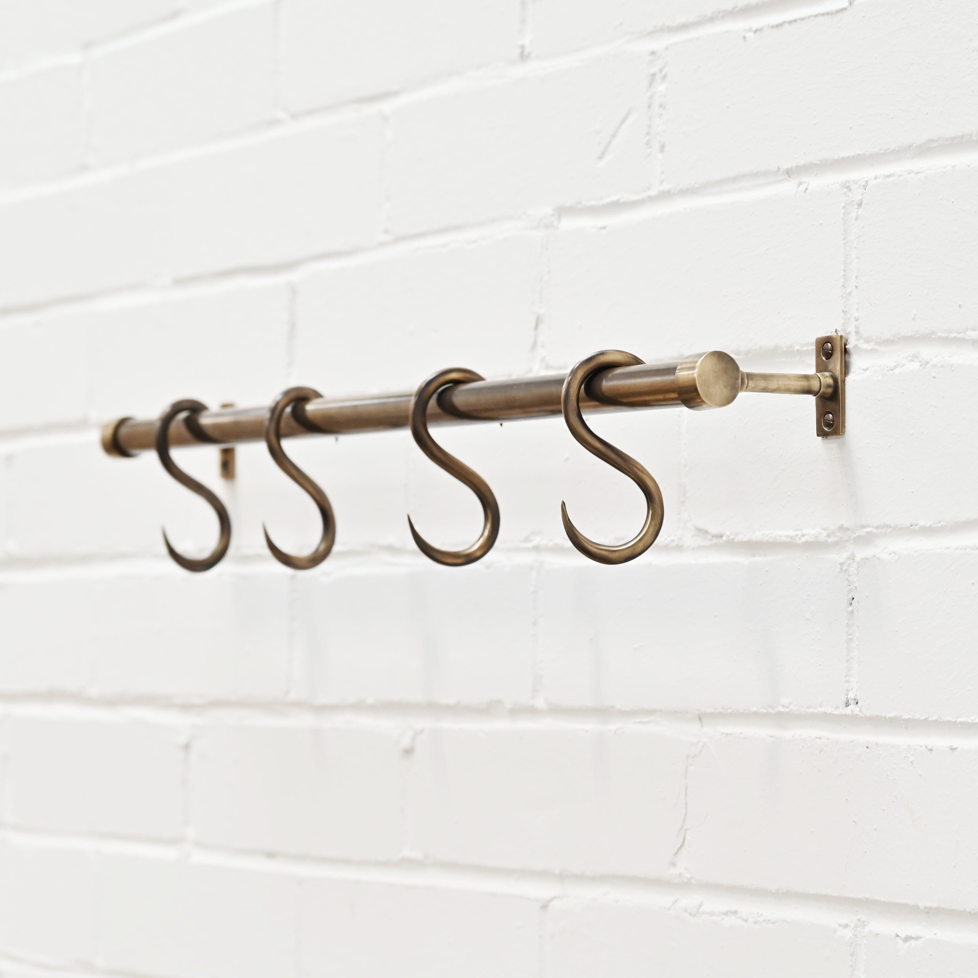 Aged Brass Hanging Rail-Hook Rails-Yester Home