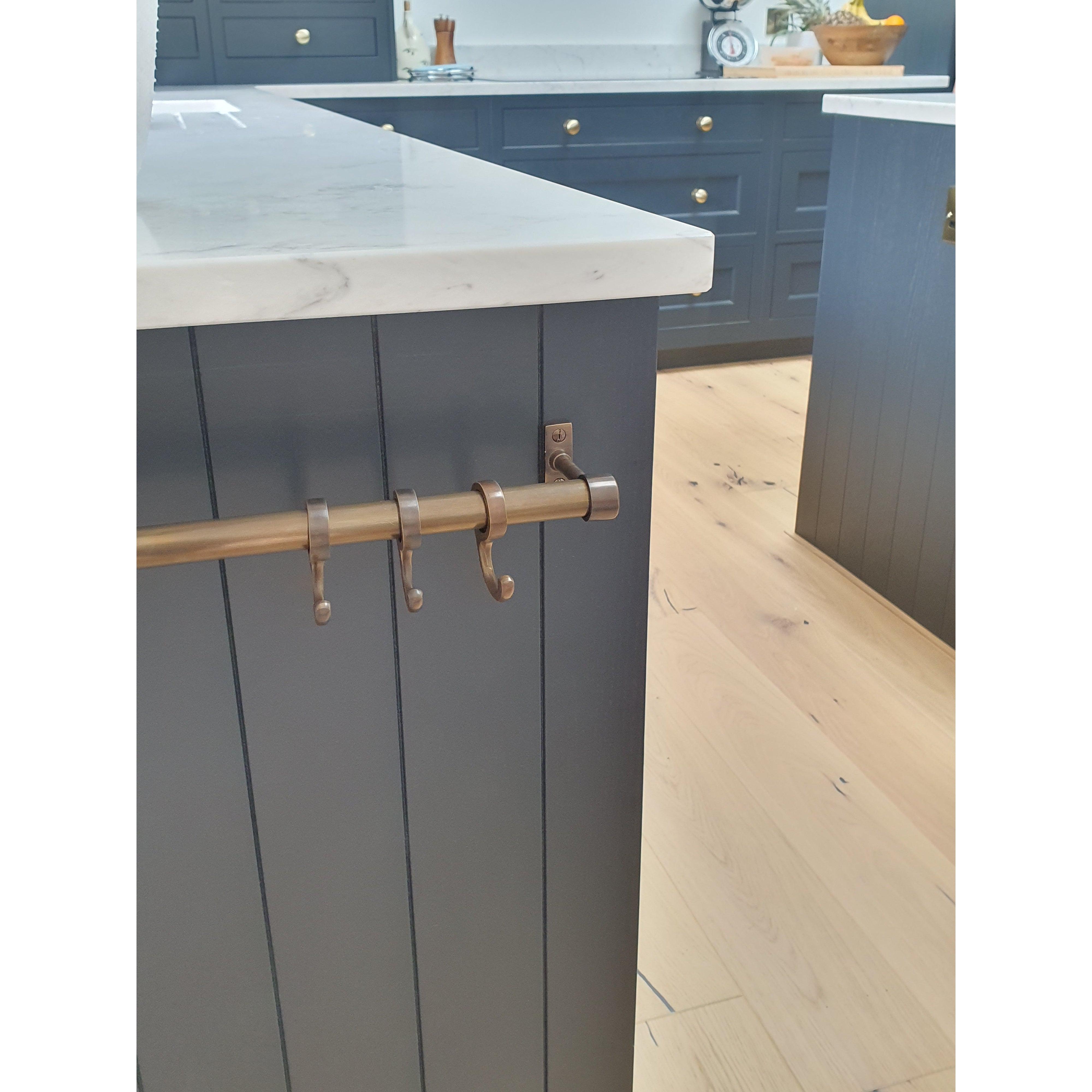 Aged Brass Hanging Rail-Hook Rails-Yester Home