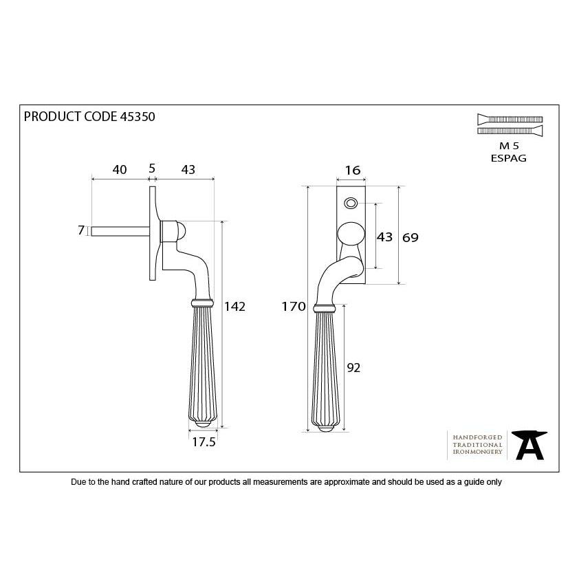 Aged Brass Hinton Espag - LH | From The Anvil-Espag. Fasteners-Yester Home